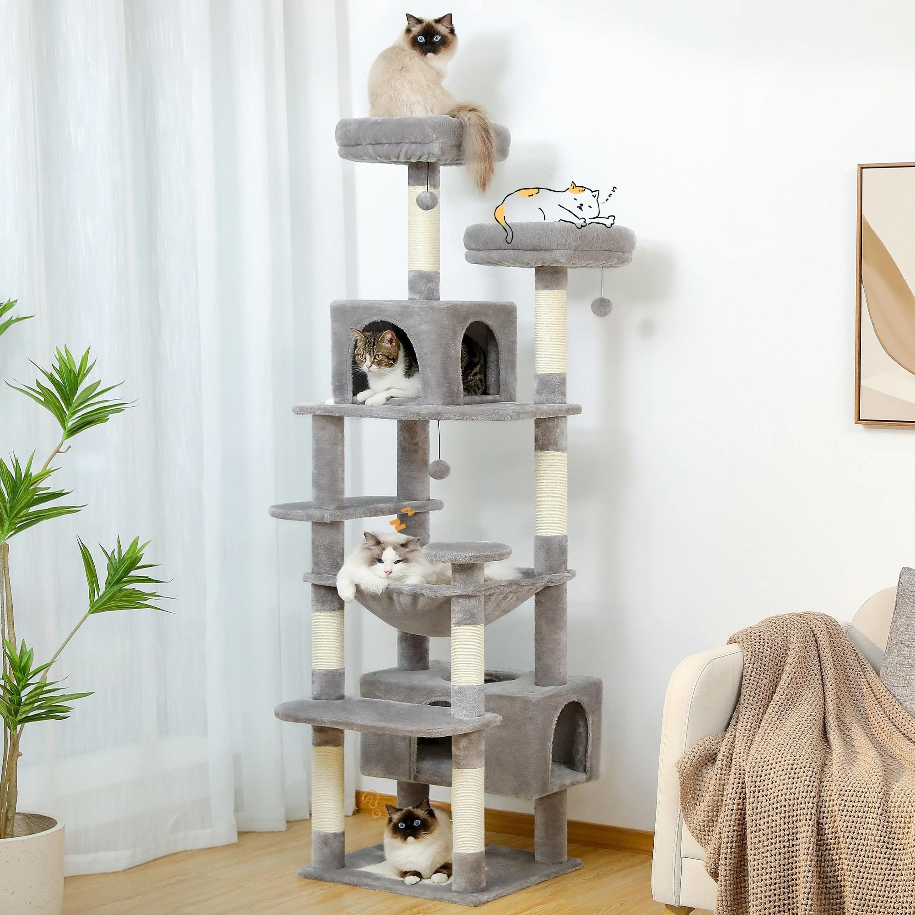 cozyclimb large cat tree tower with hammock condo and sisal scratching posts