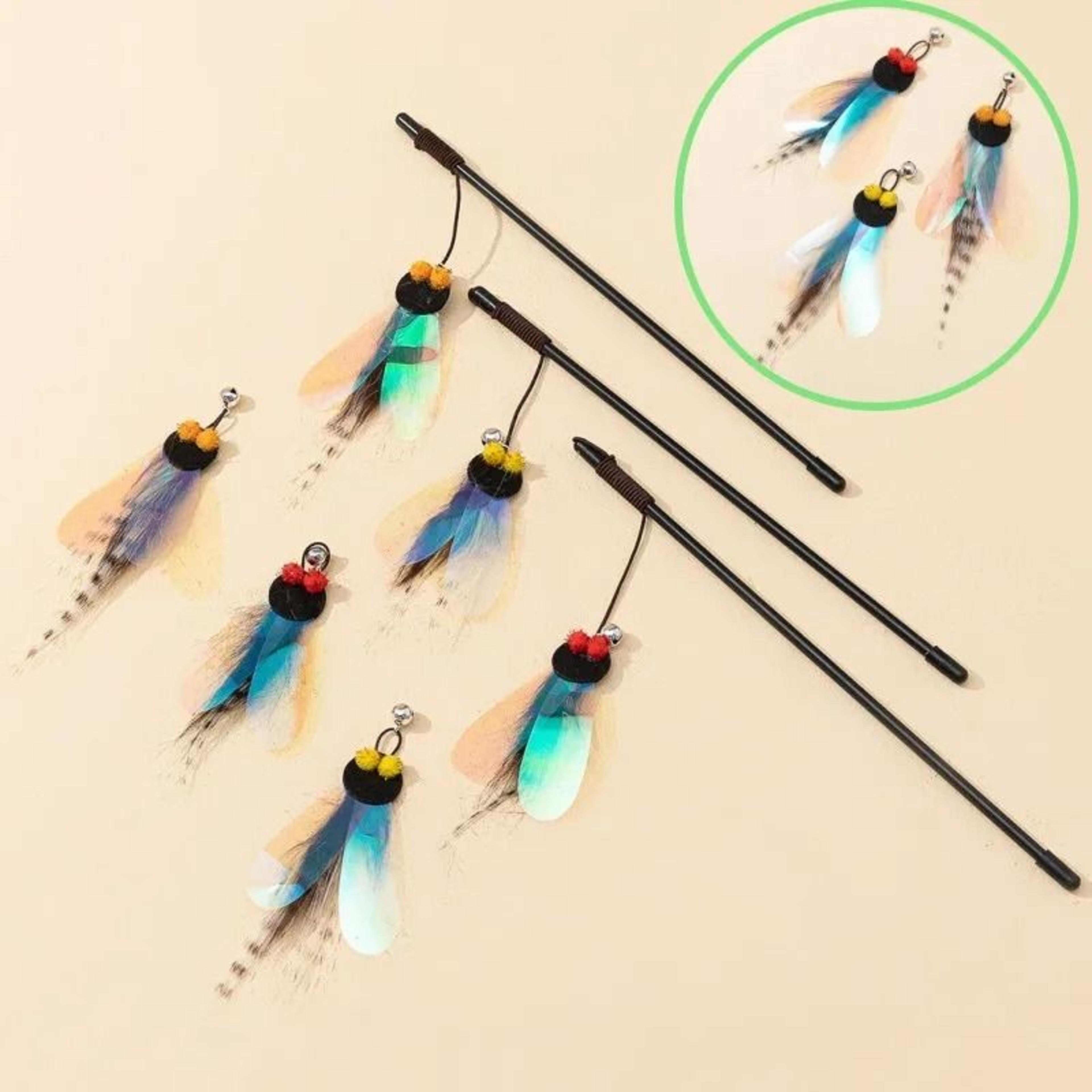 interactive butterfly feather cat wand toy with bell for exercise & bonding play