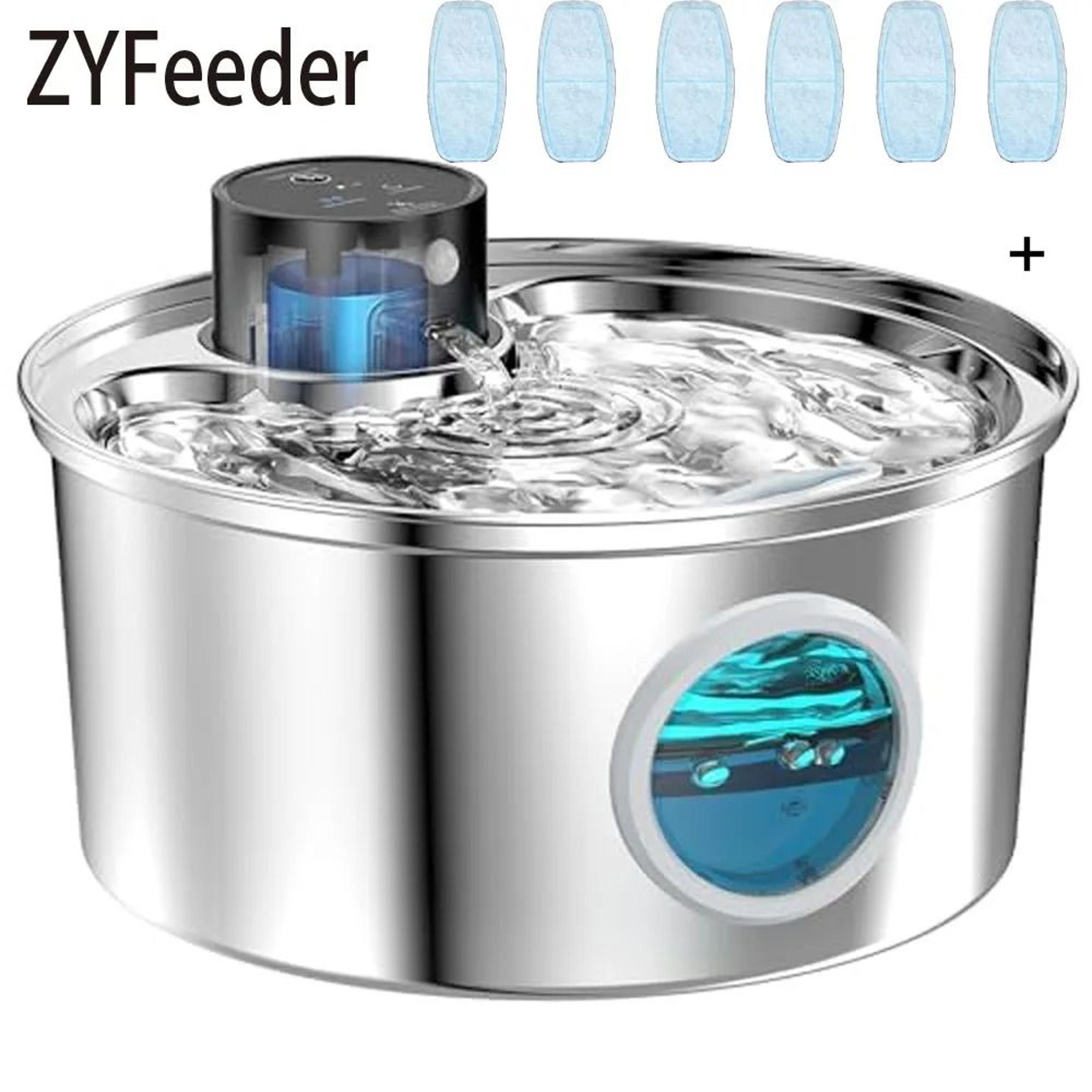 wireless stainless steel cat water fountain with motion sensor & rechargeable battery