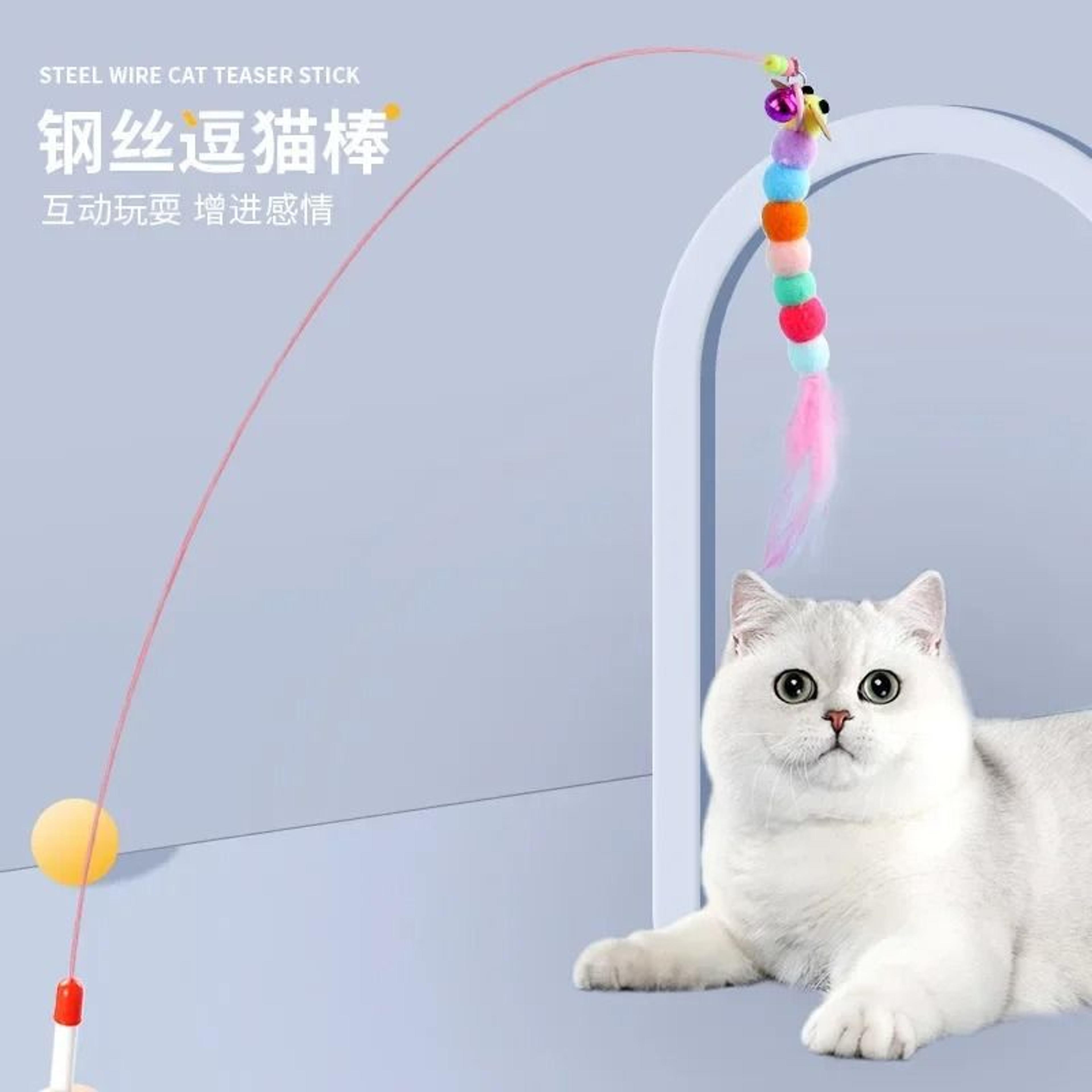 ultrareach carbon fiber telescopic cat wand toy with feather teaser
