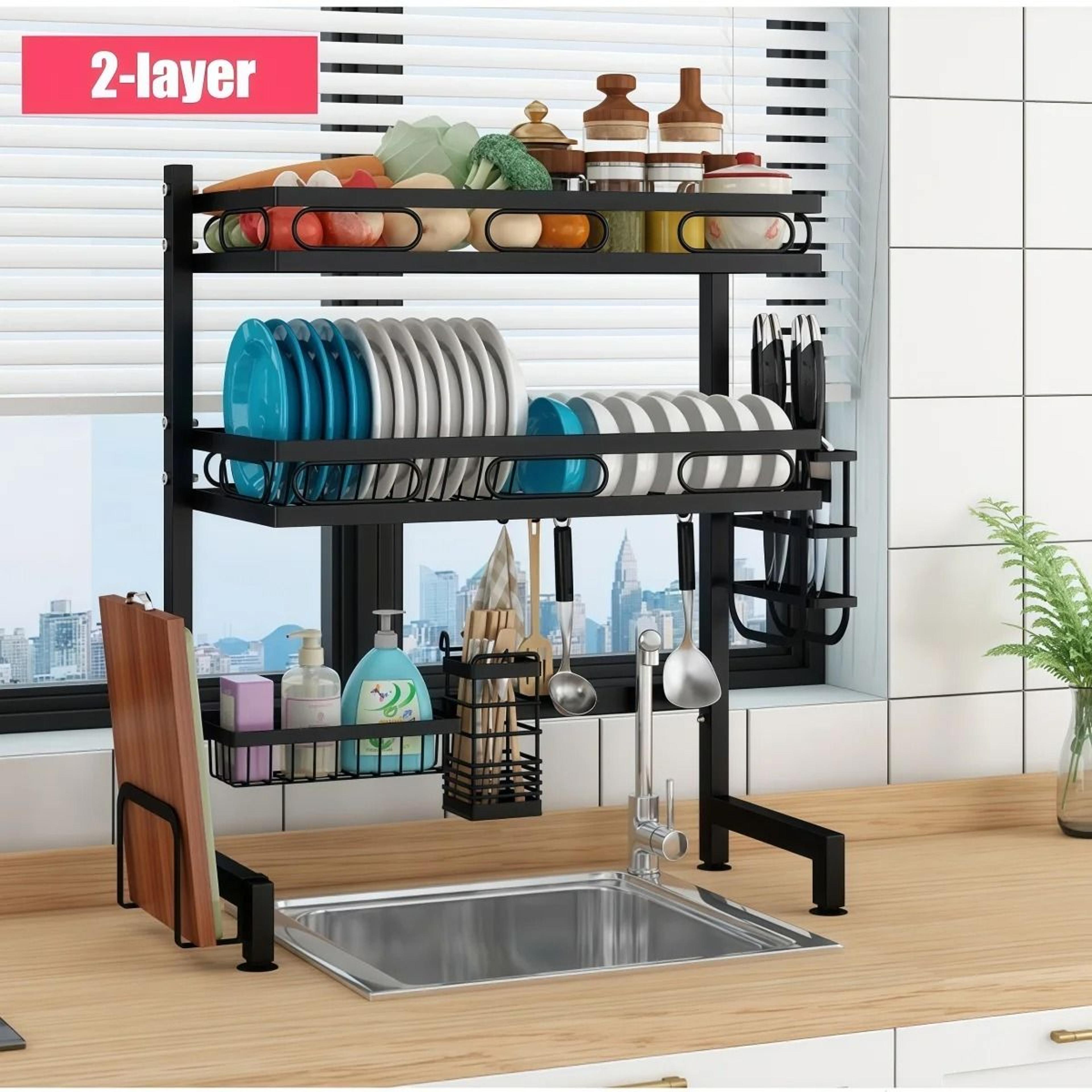 large capacity over sink dish drying rack kitchen organizer shelf