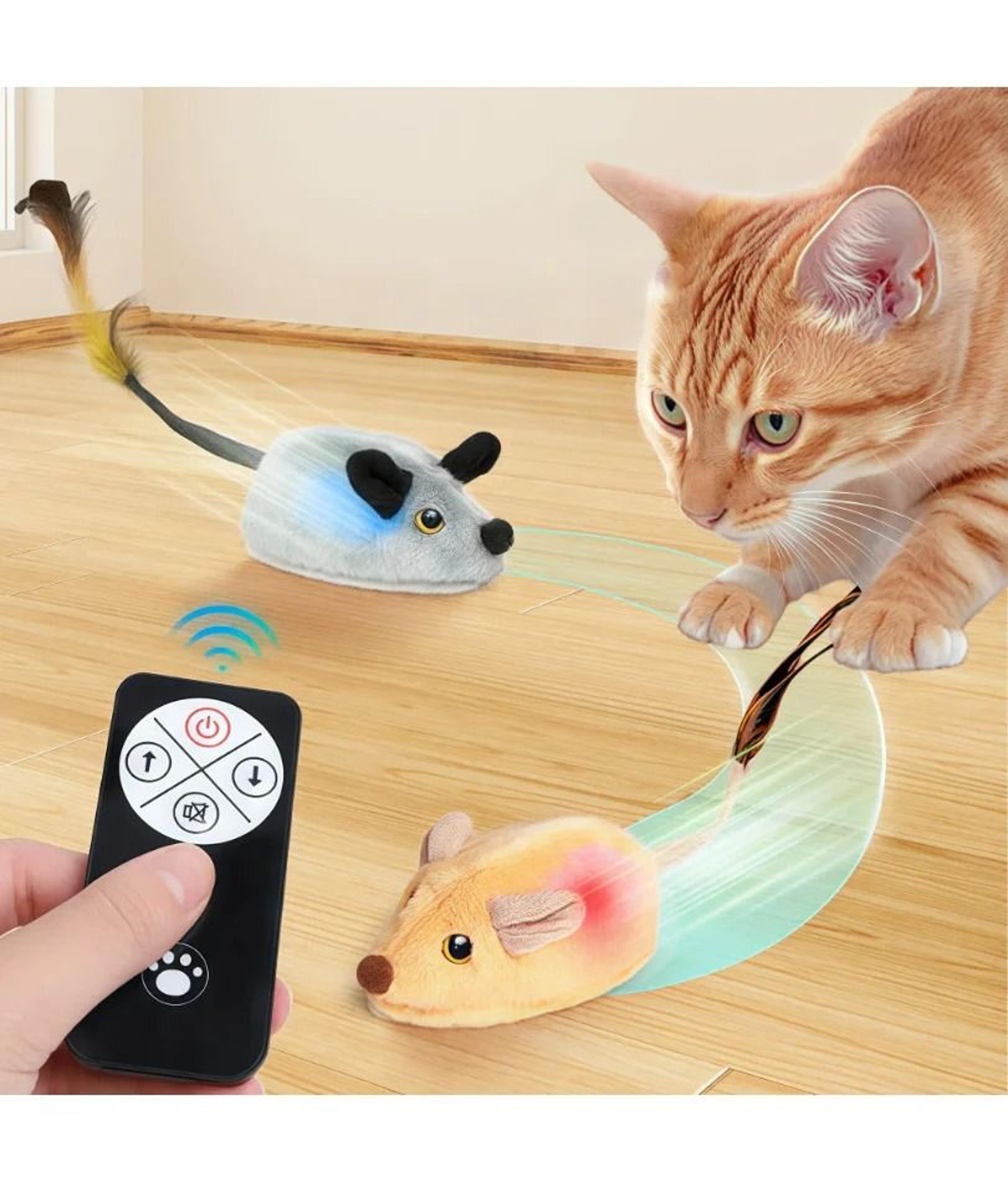 usb rechargeable automatic moving mouse cat toy | interactive squeaky plush toy for cats & kittens