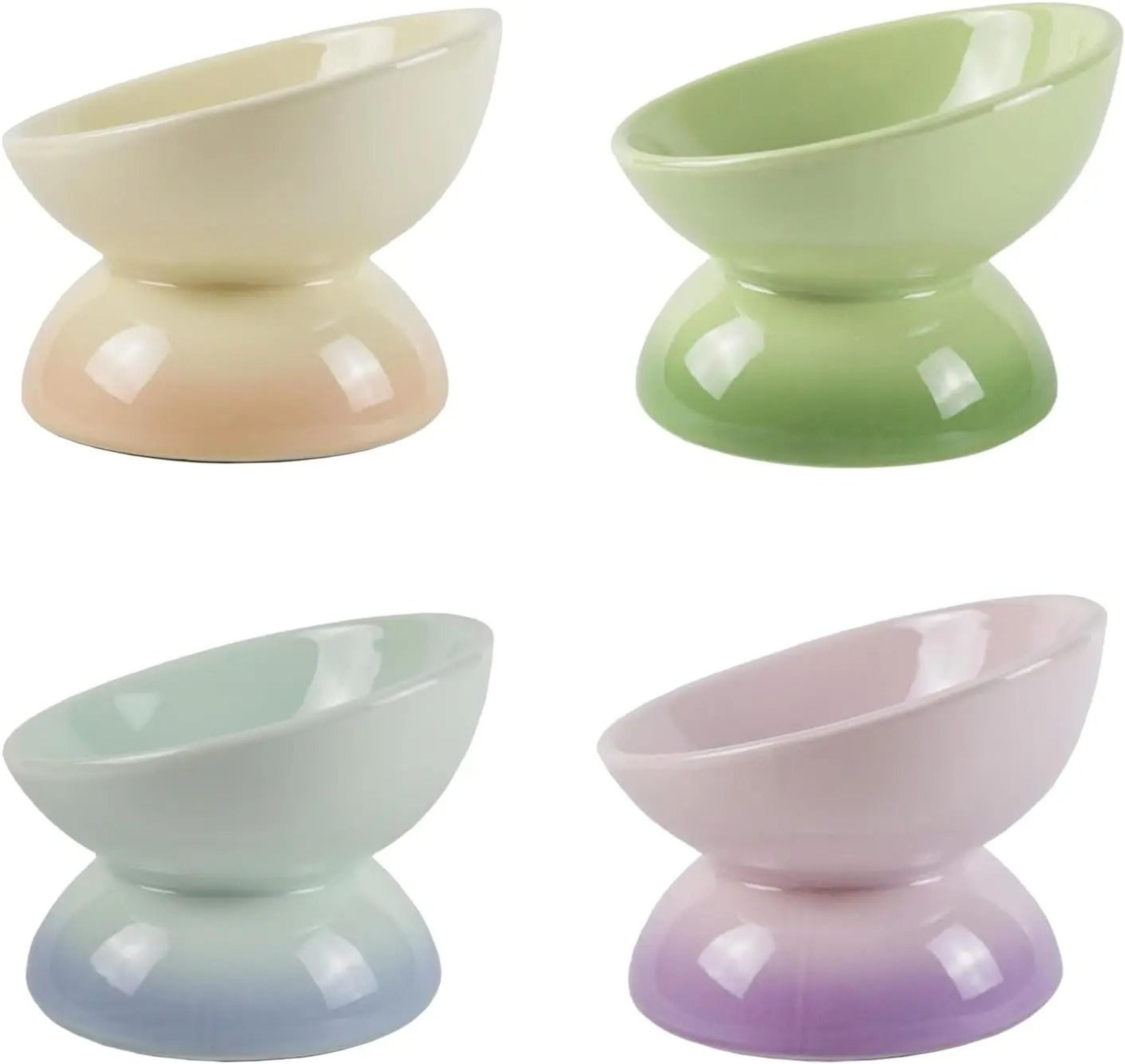 elevated ceramic cat bowl with tilted design for comfortable feeding and easy cleaning