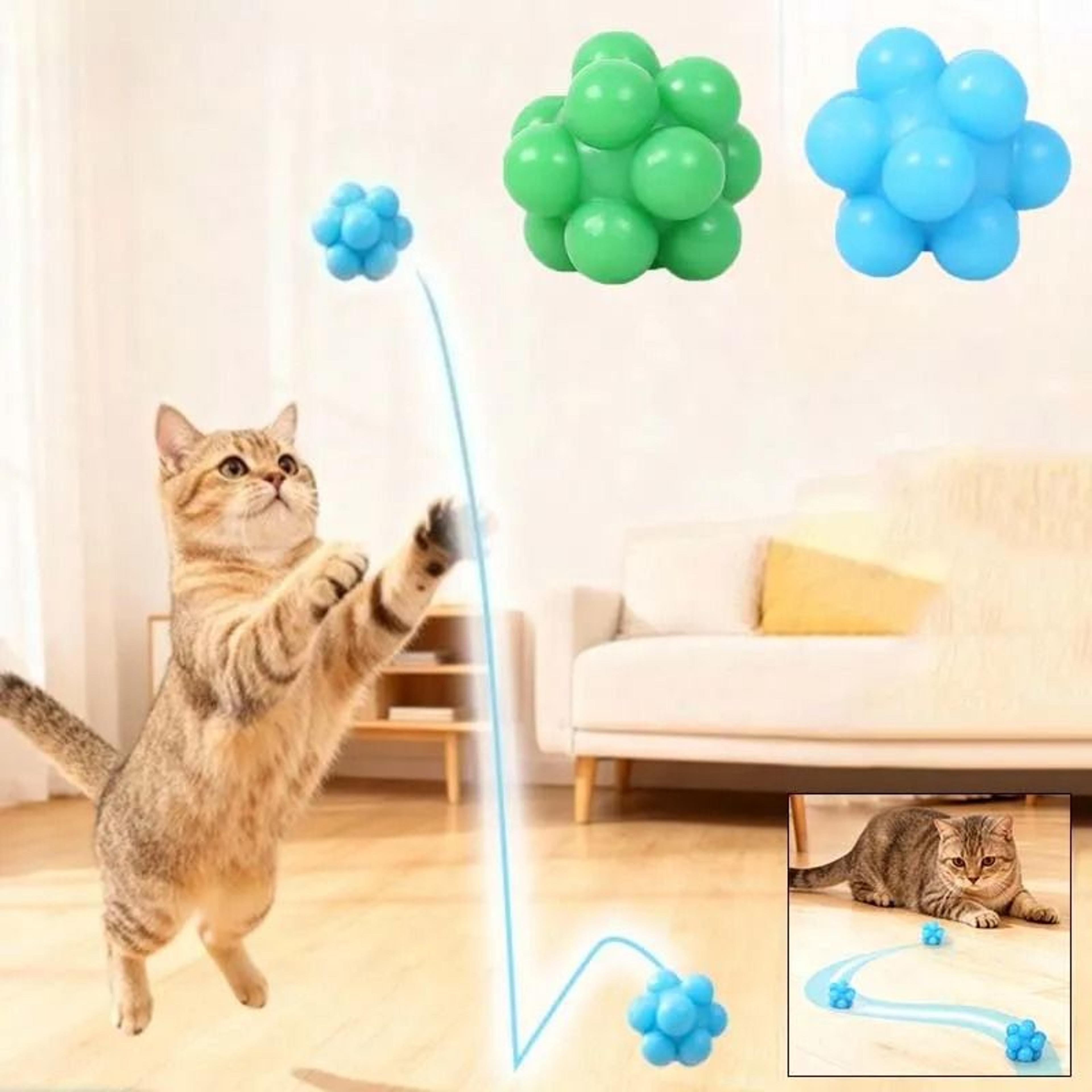 interactive high-bounce cat chew ball for teeth cleaning and active play