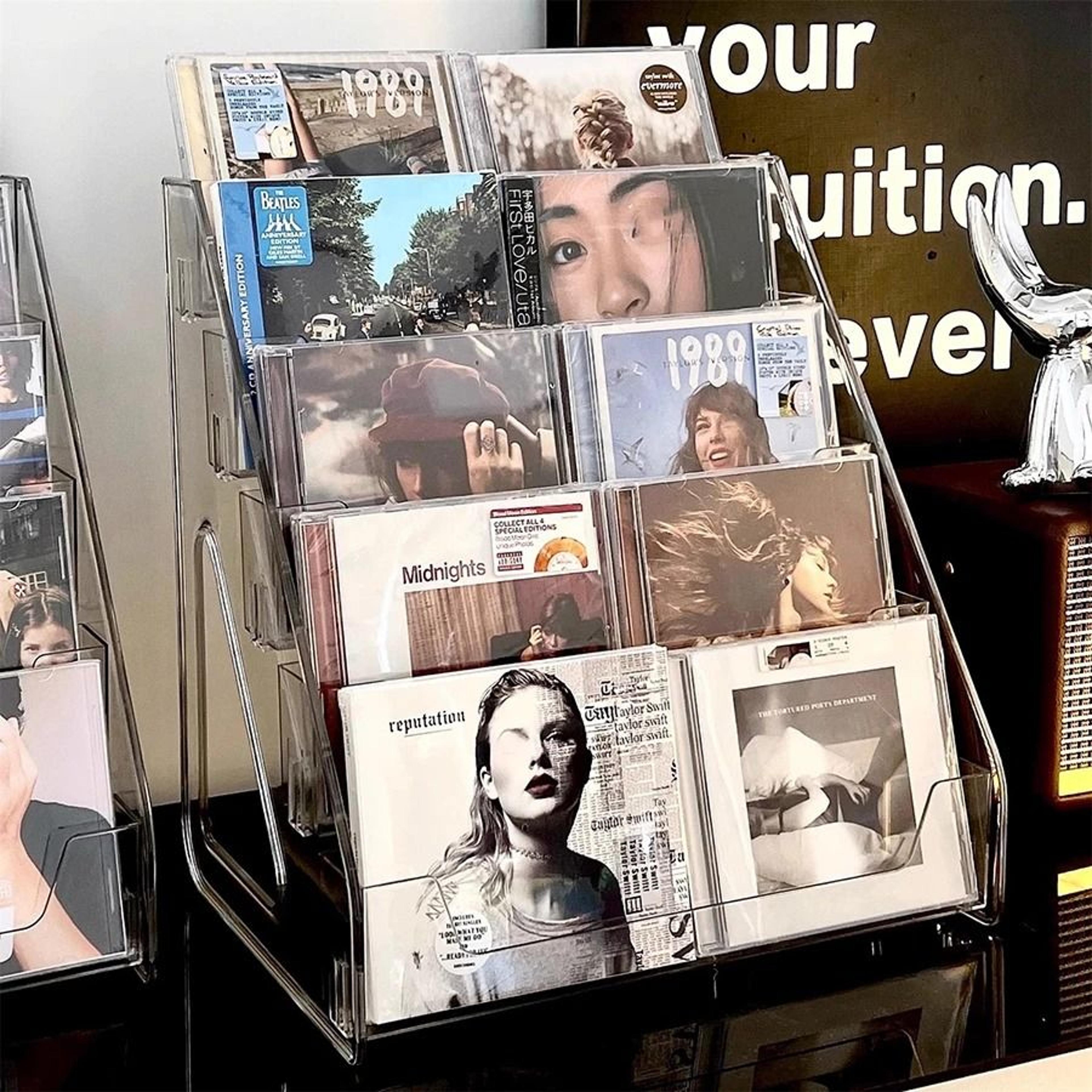 clearview acrylic cd & vinyl record display rack storage organizer