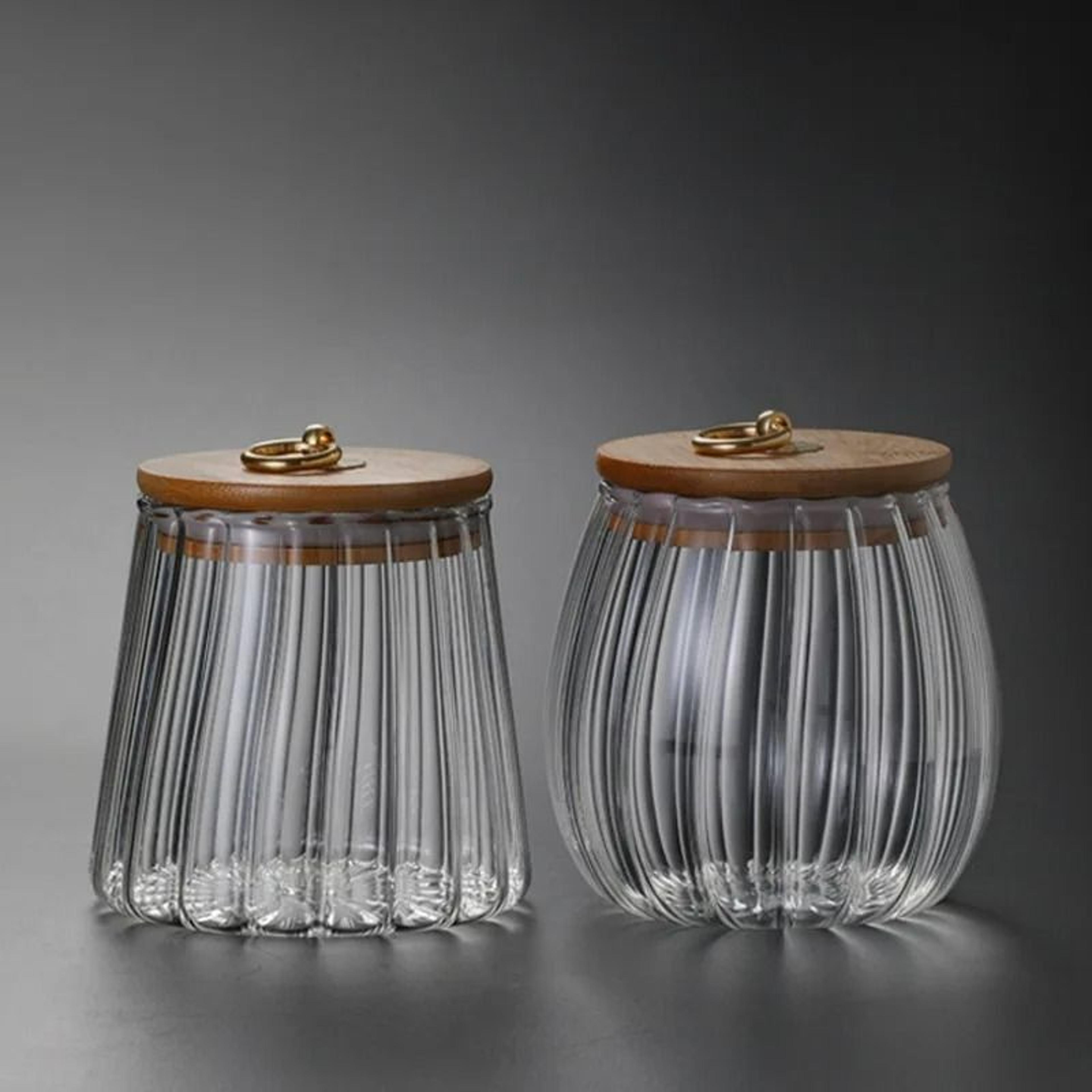 clearview glass storage jar set with airtight wooden lid – kitchen organizer for coffee, tea, sugar & dry goods