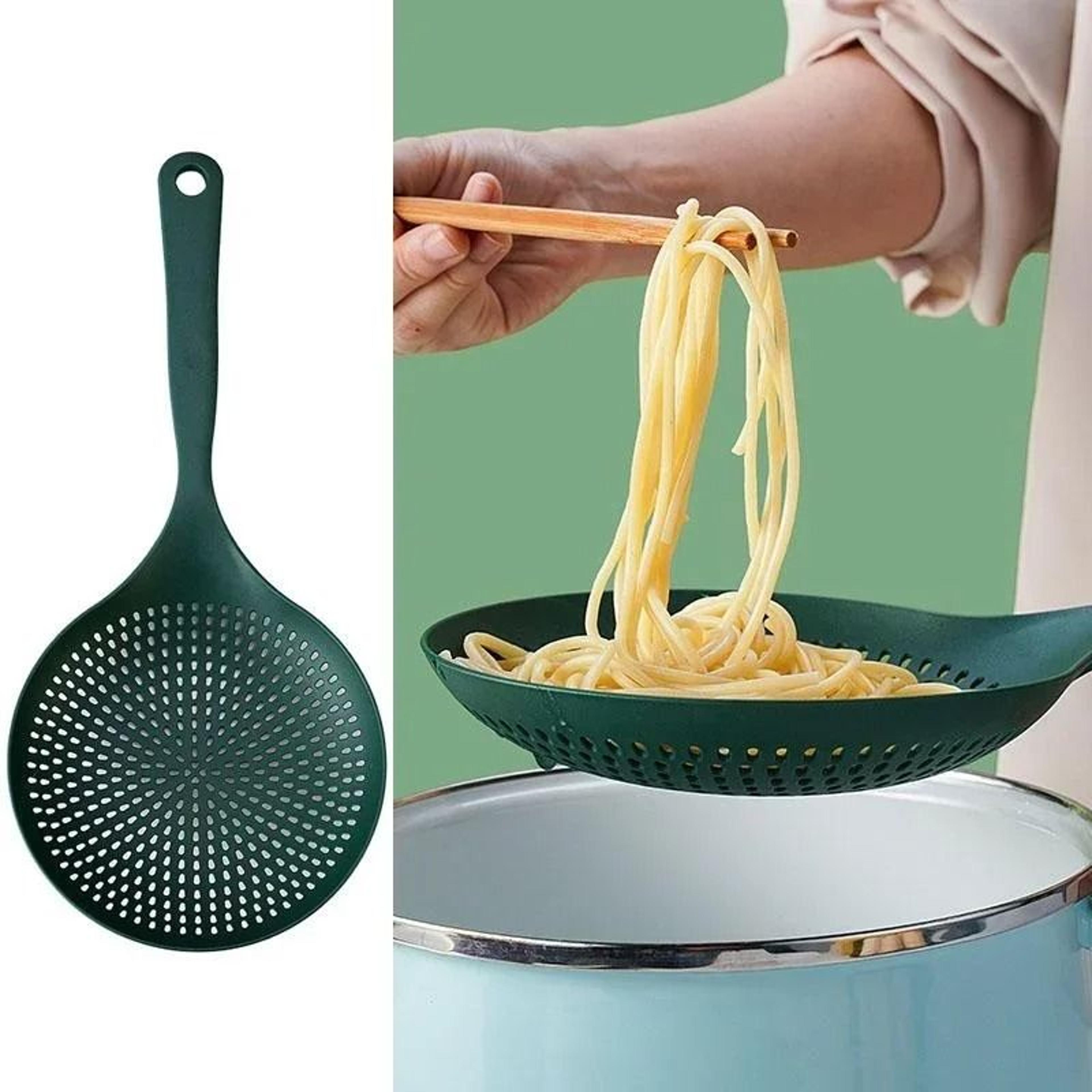 drainease large slotted scoop colander – heat-resistant pasta & food strainer spoon
