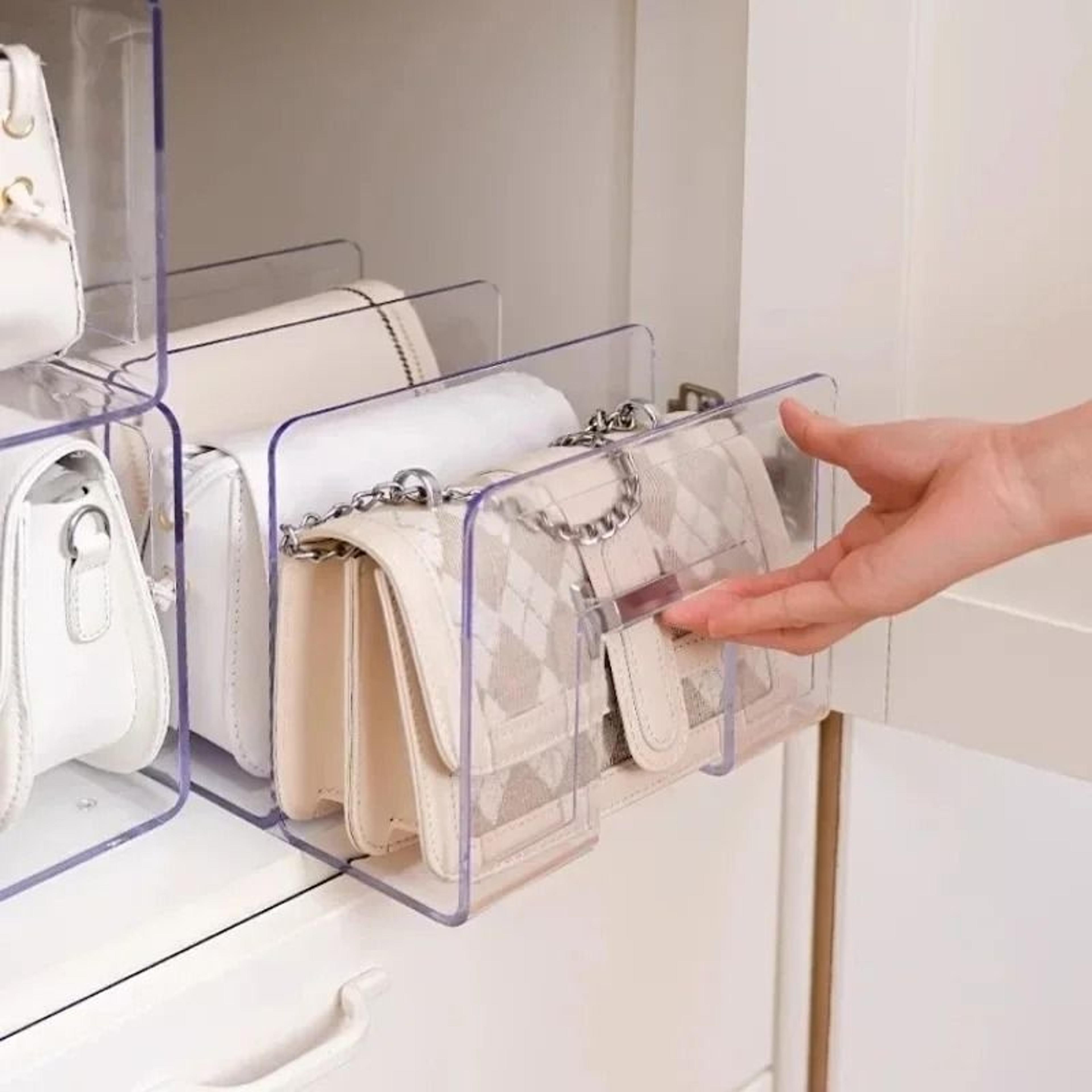 clearview handbag organizer shelf dividers – transparent purse storage rack for closets & wardrobes