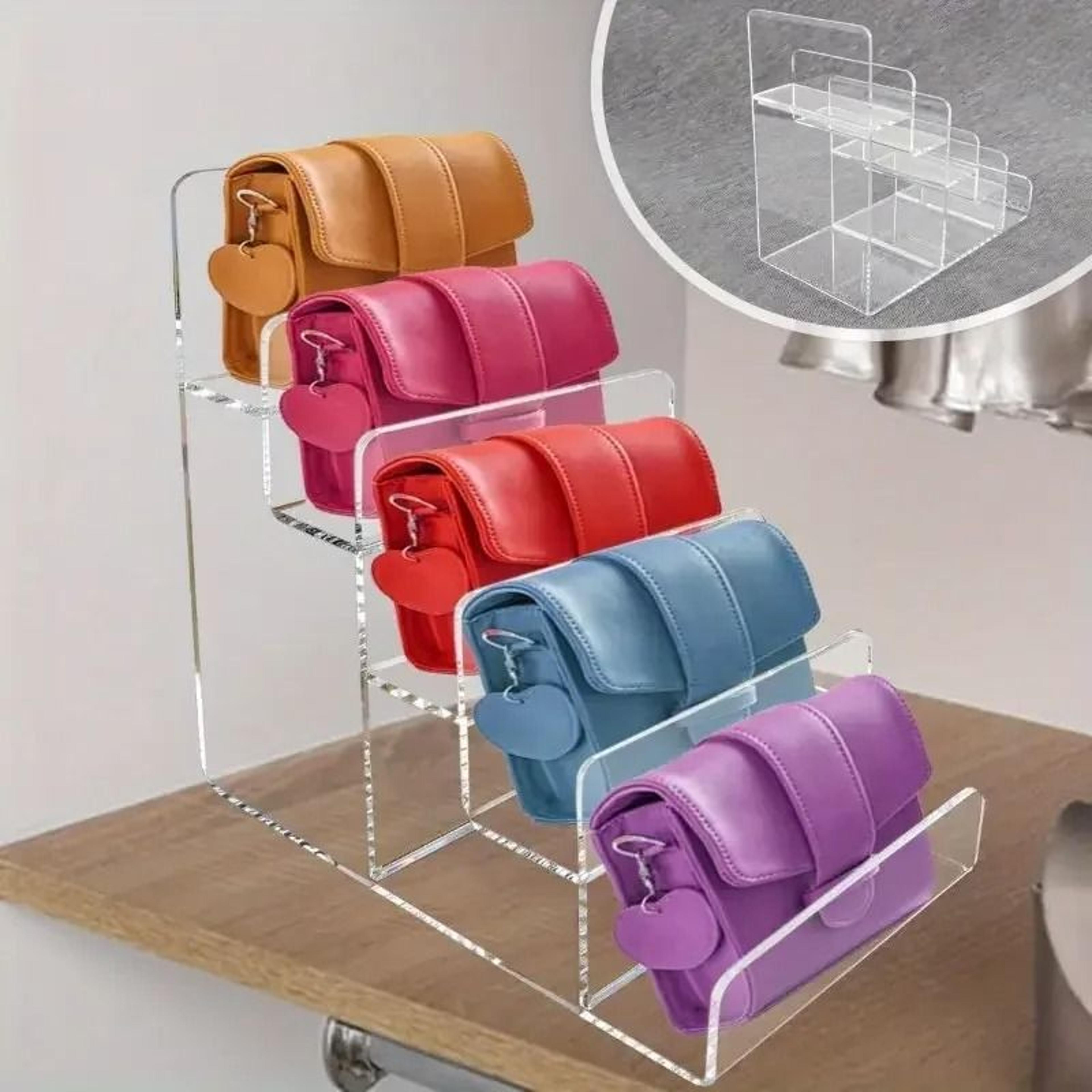 crystaltier acrylic display risers – transparent multi-level organizer for handbags, jewelry & cosmetics