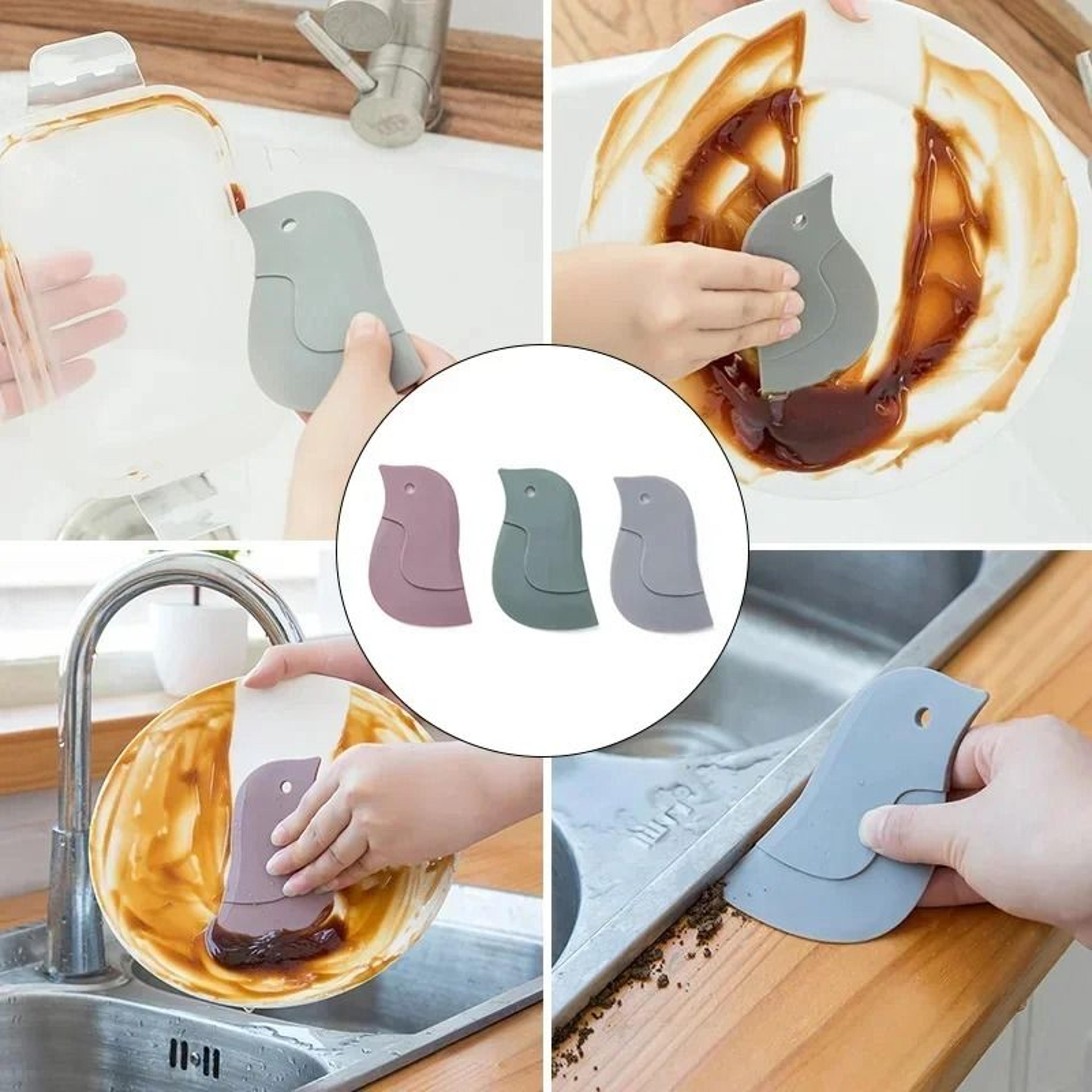 multifunctional silicone kitchen scraper for pots, pans, dishes, and household cleaning