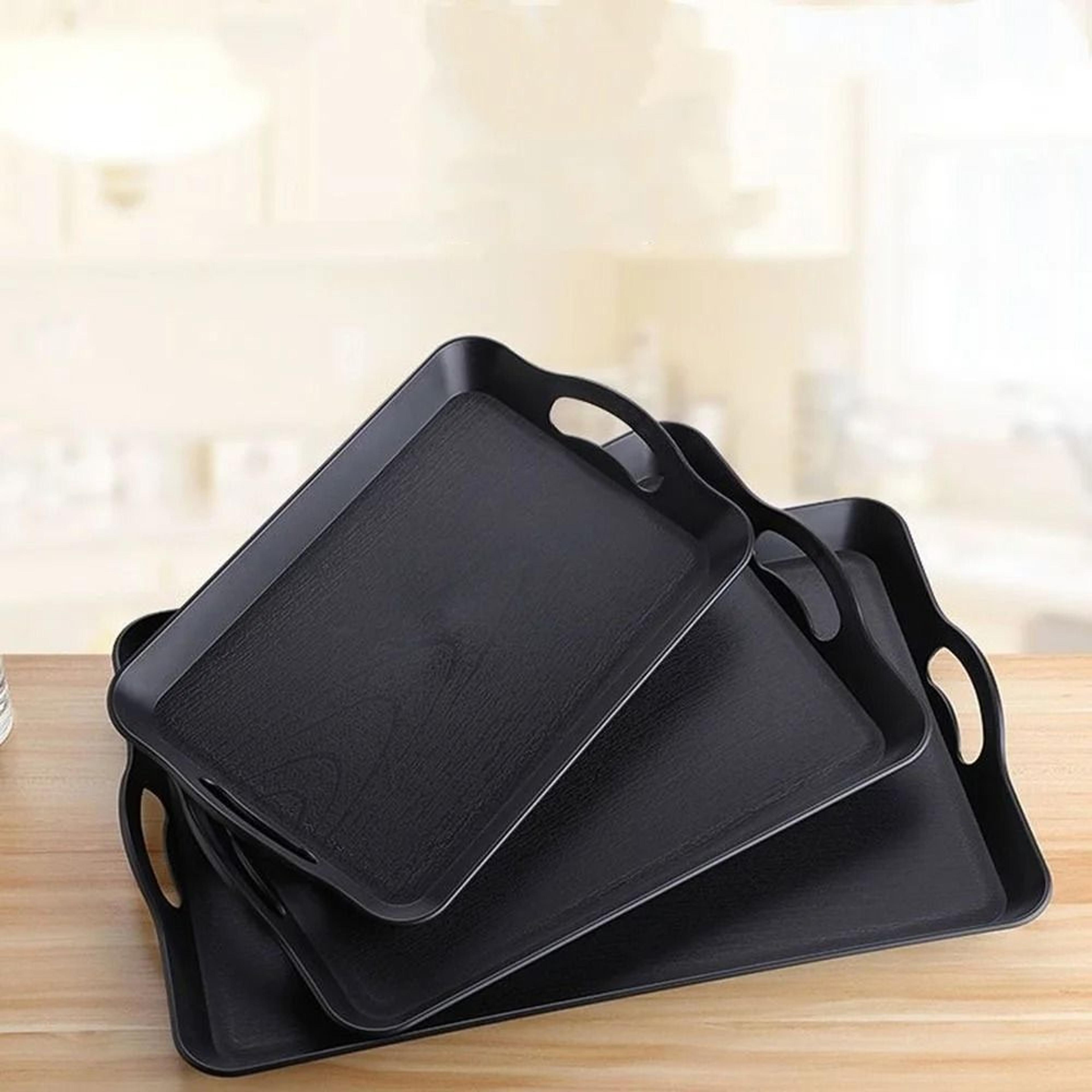multi-purpose anti-skid serving tray with handles for food, drinks & home organization