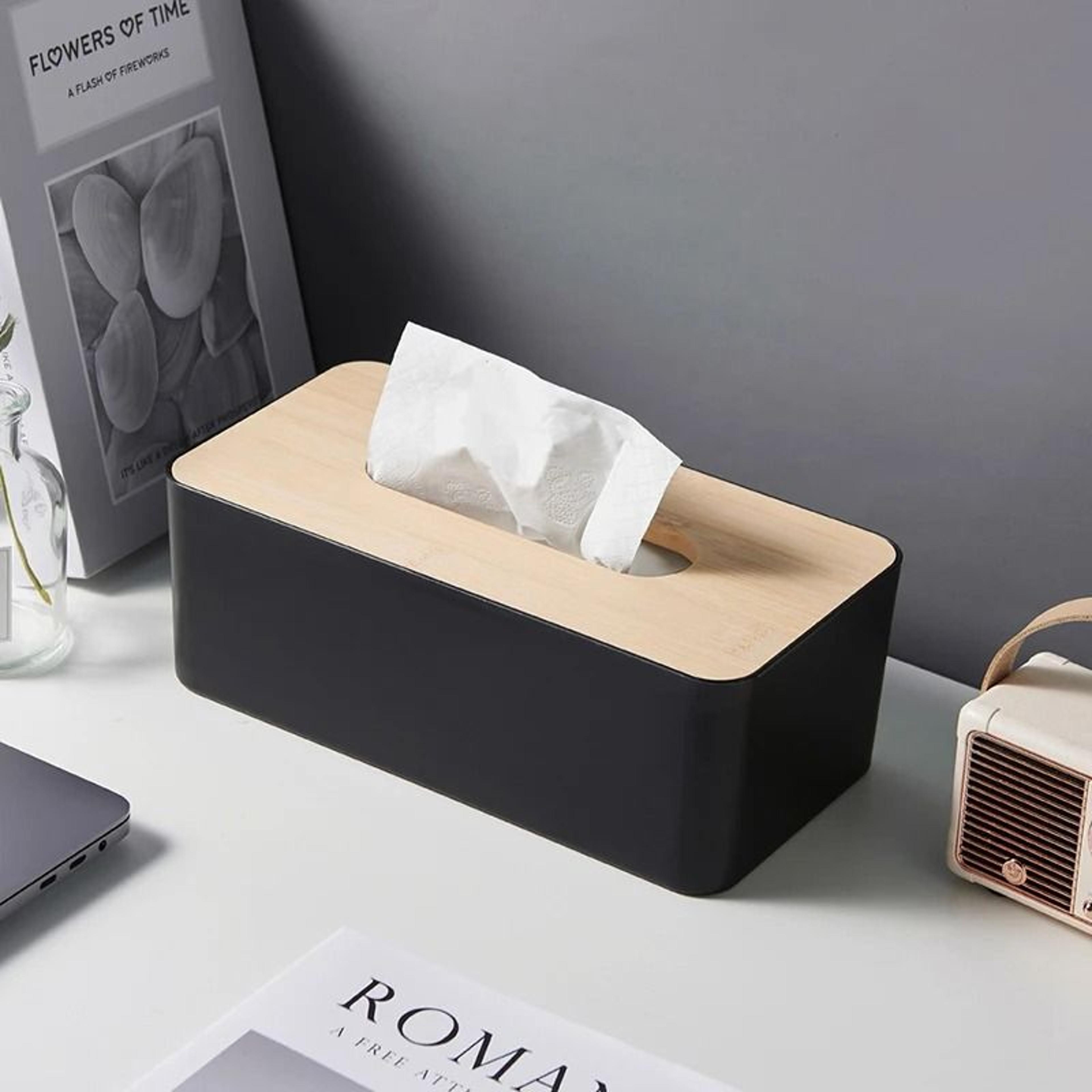 luxury bamboo tissue box cover - waterproof rectangular tissue holder for home & office