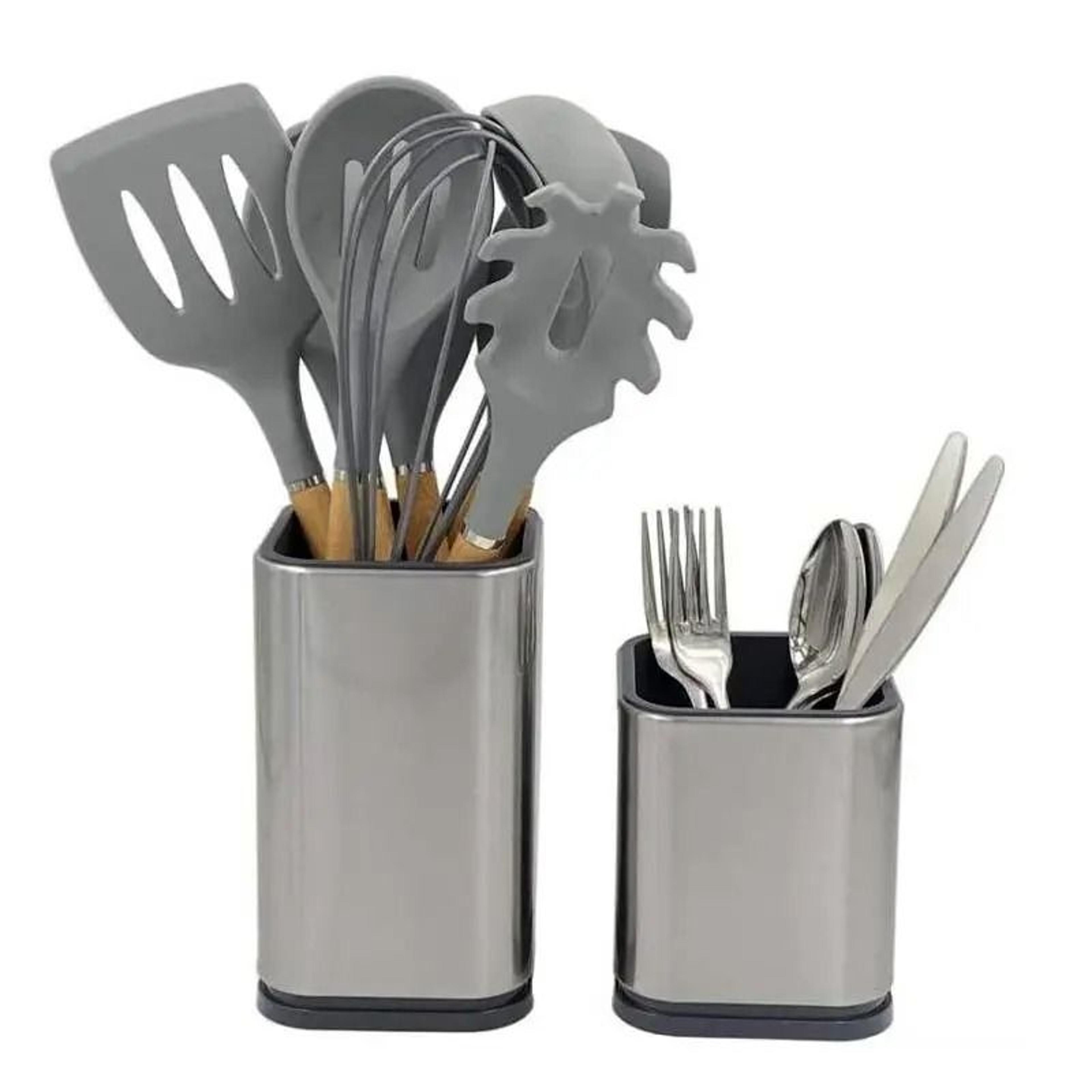 large countertop utensil holder - farmhouse kitchen utensil crock for spatulas, spoons & cooking tools