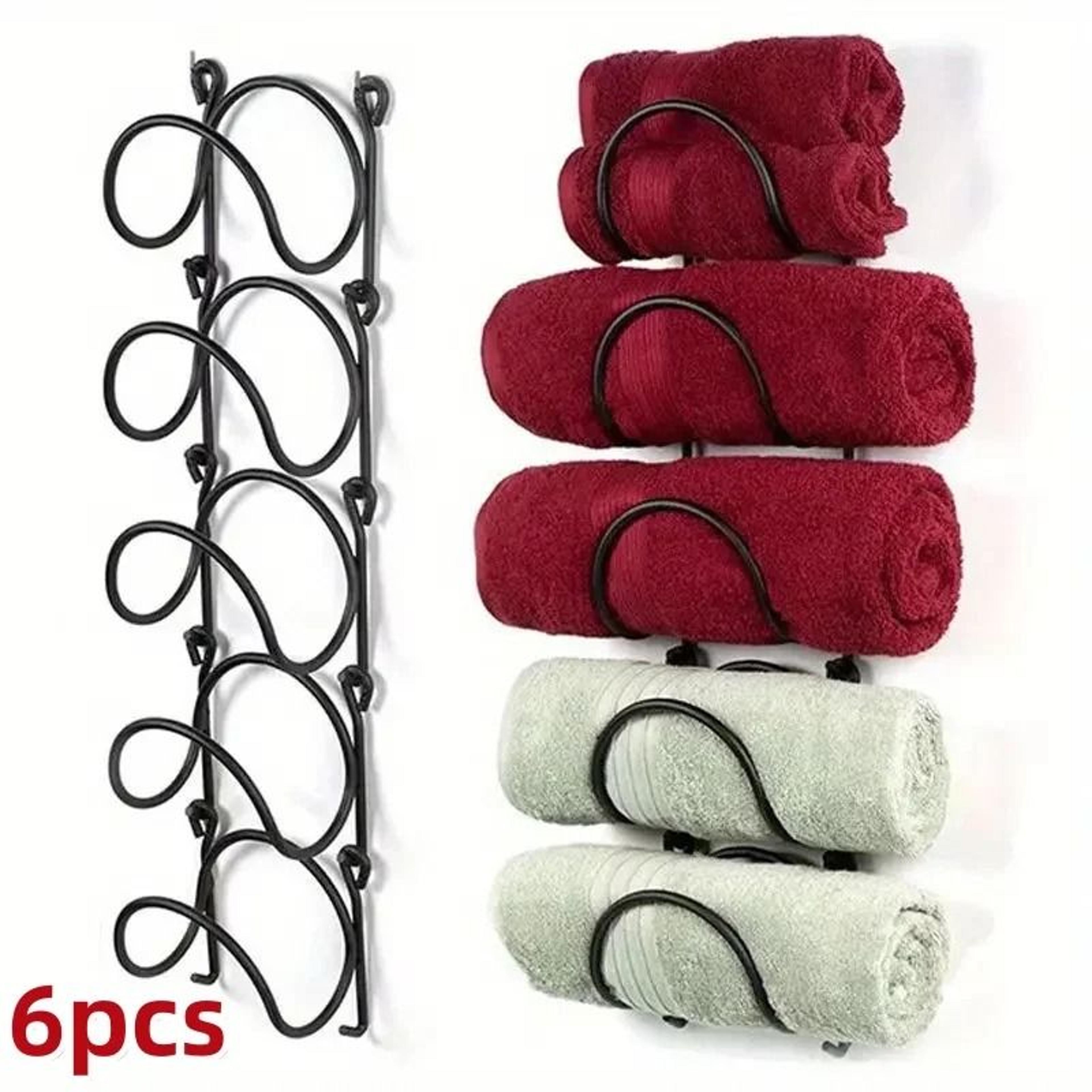 wall mounted towel rack with hooks - no-drill multi-layer bathroom organizer & decorative storage shelf