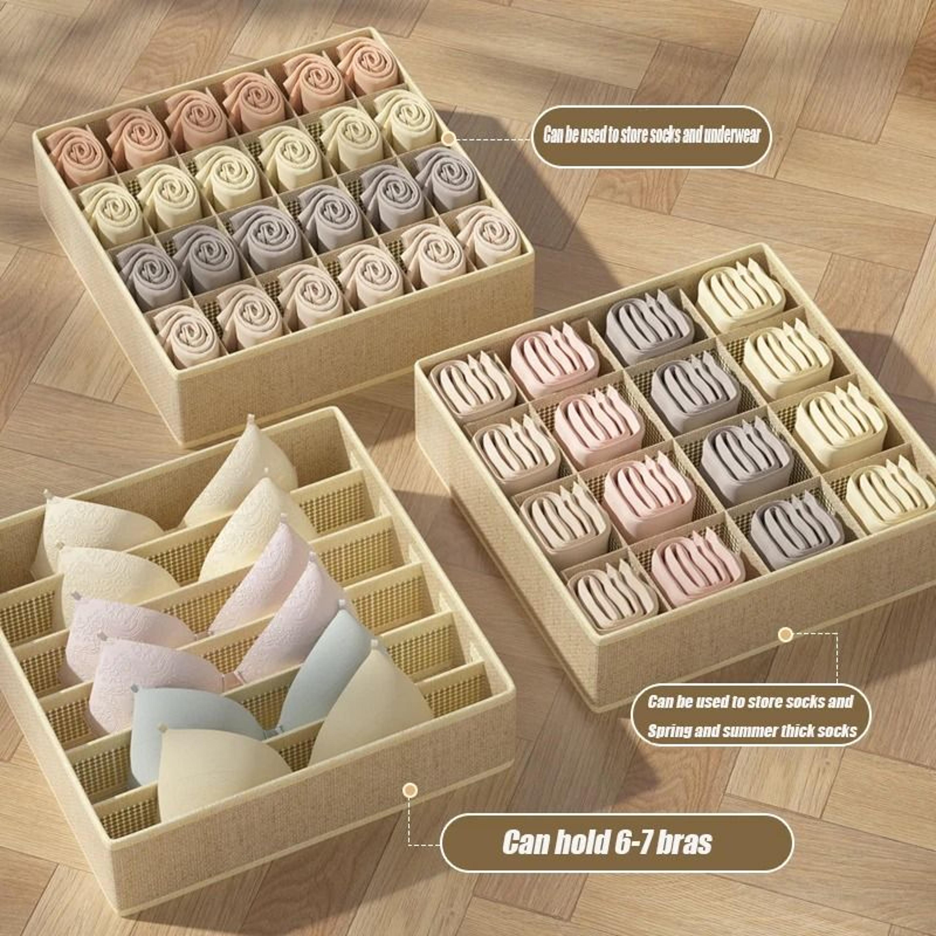 drawer organizer storage boxes set – underwear organizer for socks, panties, bras & clothing storage