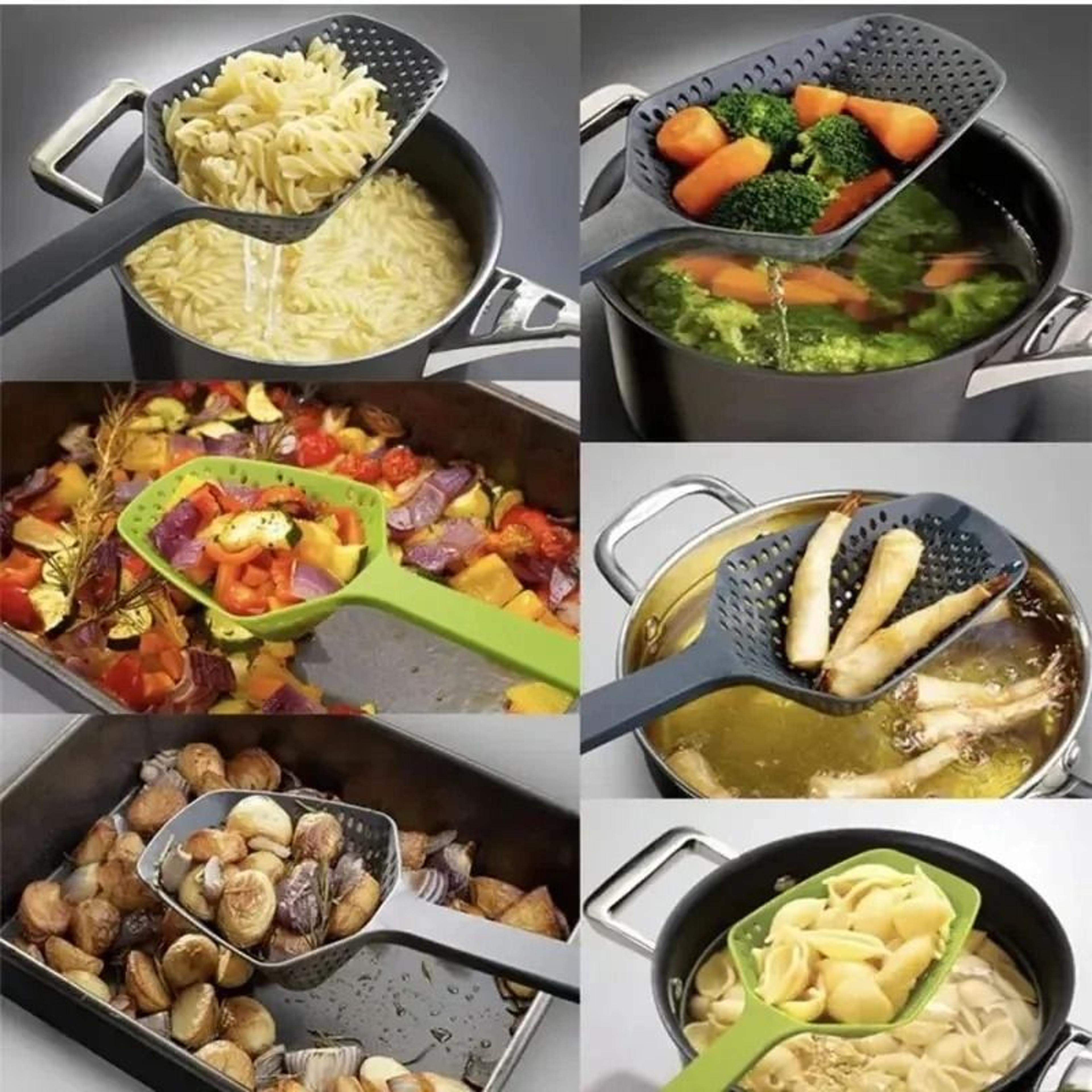 multi-function kitchen strainer scoop – slotted spoon strainer for draining, scooping & serving food