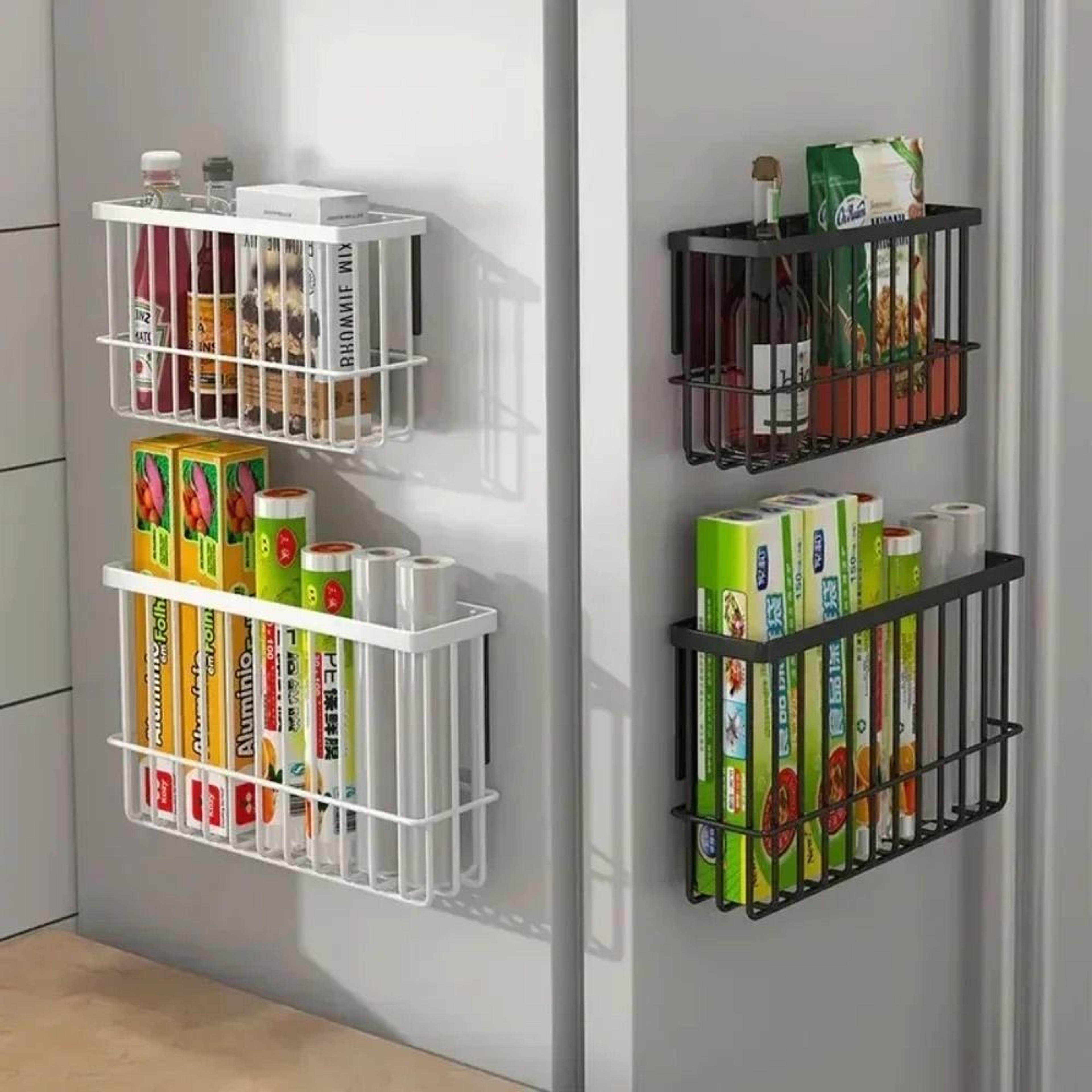 magnetic refrigerator storage shelf – wall-mounted magnetic storage rack for kitchen condiments and home organization