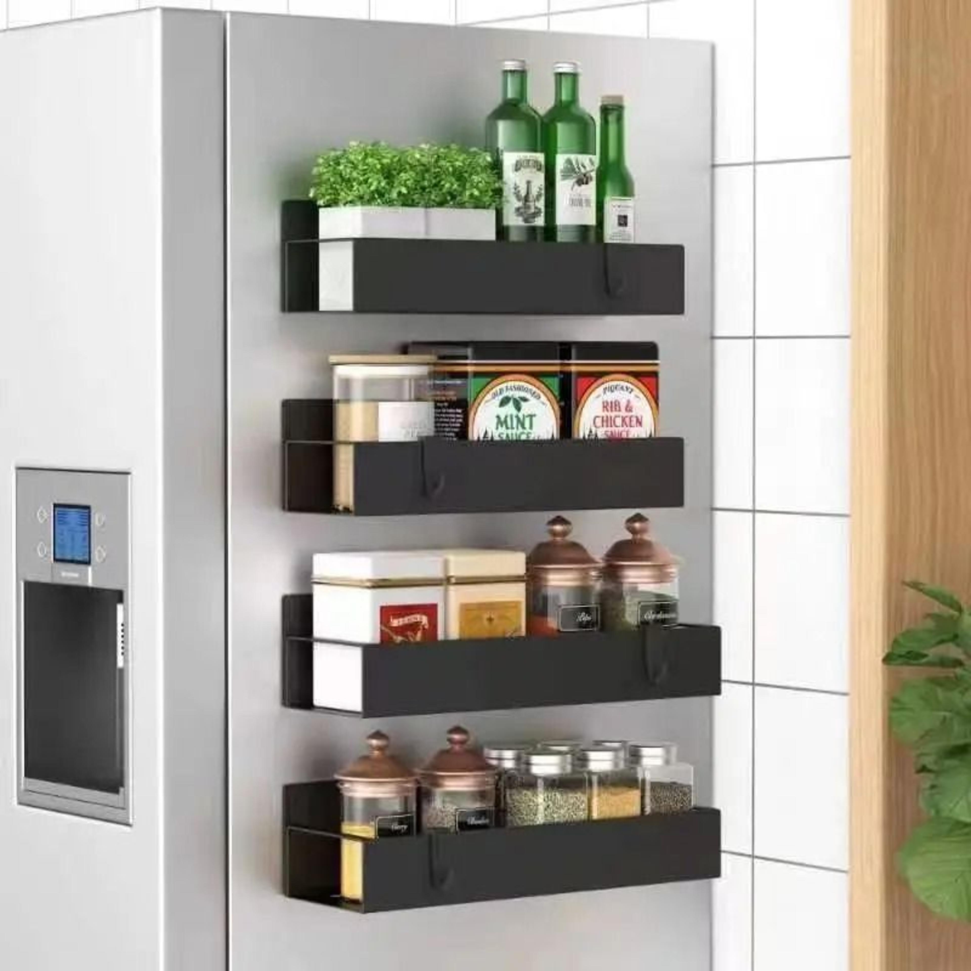 magnetic refrigerator side storage shelf
