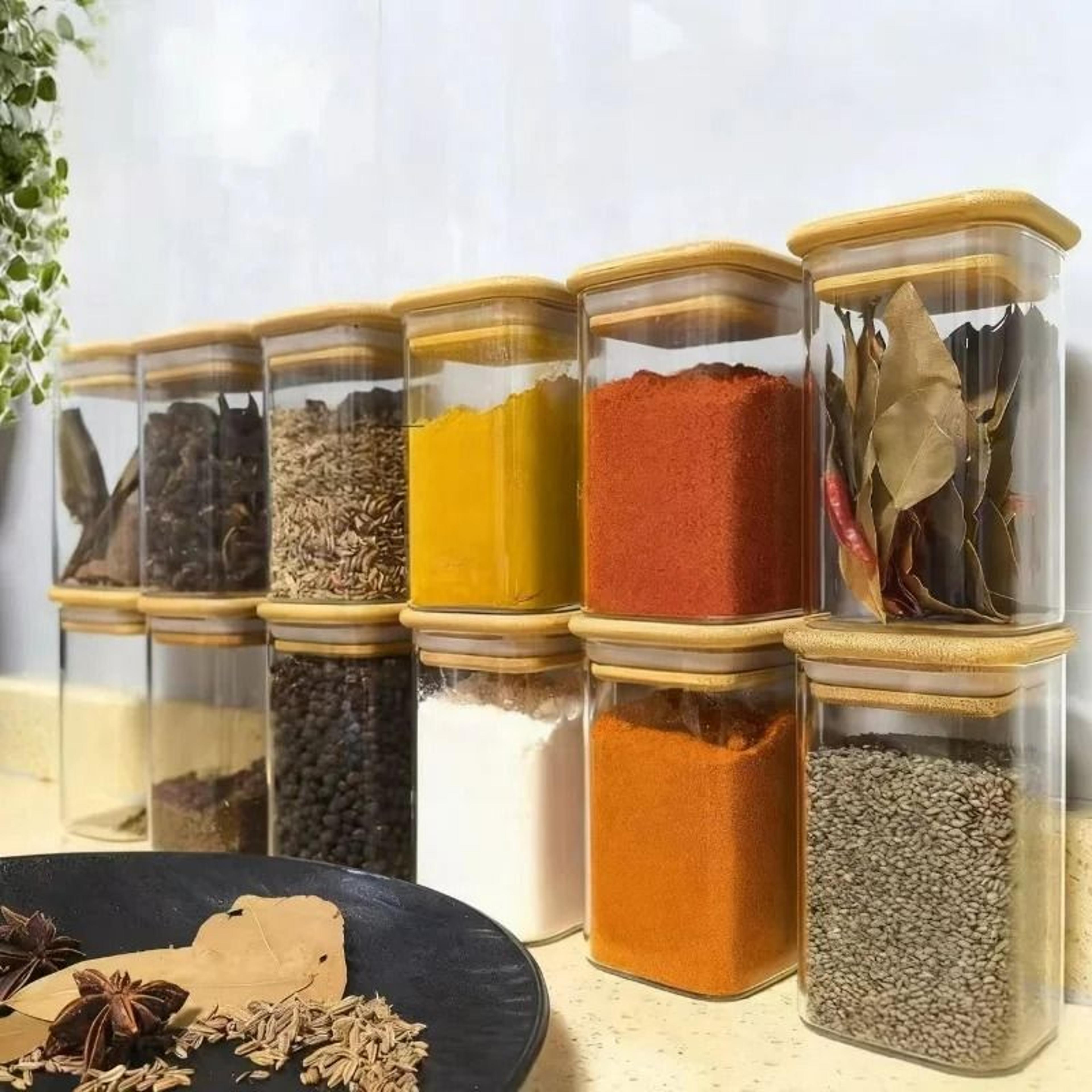 square glass food storage jars with airtight lids
