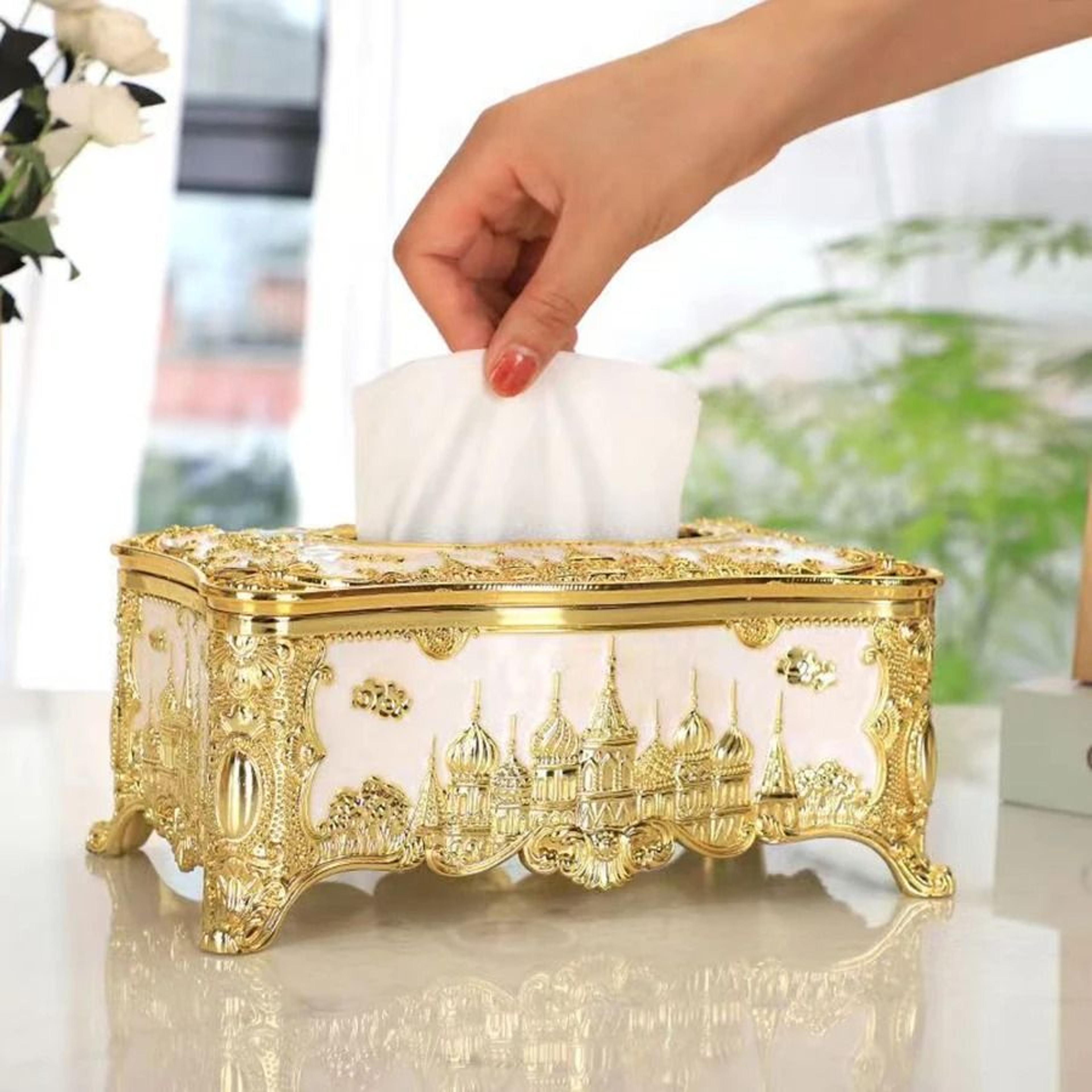 european castle tissue box decorative desktop napkin holder