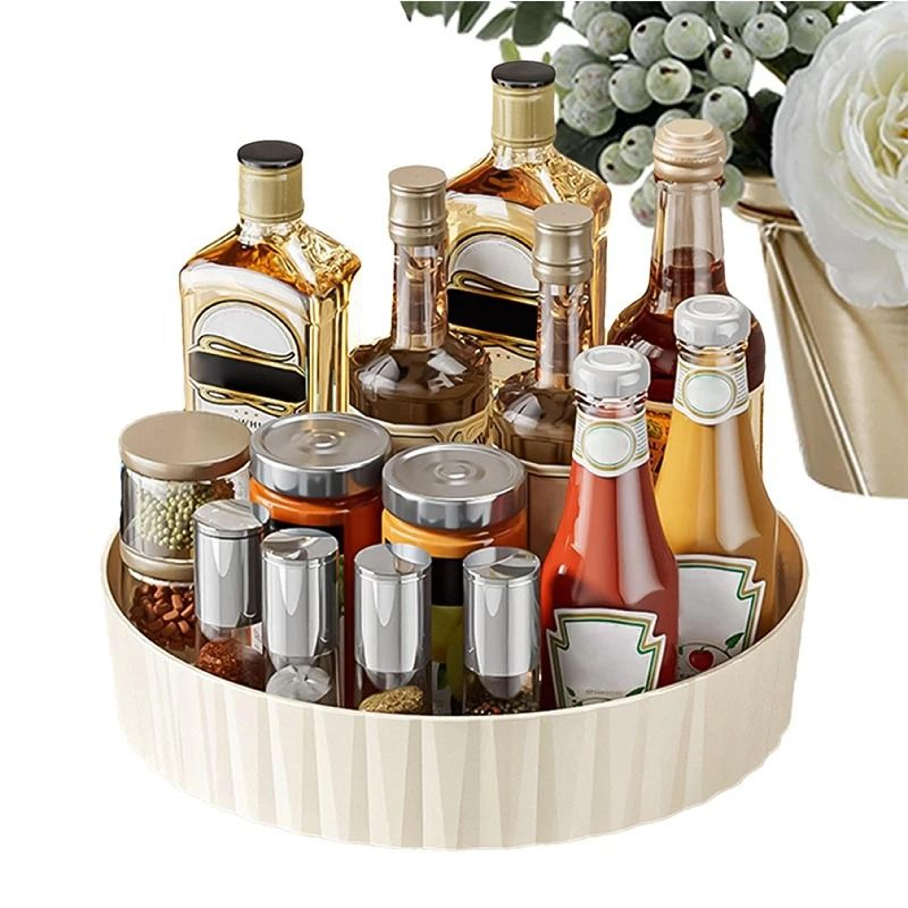 360° rotating lazy susan organizer tray for spices, cosmetics, fruit & cabinet storage