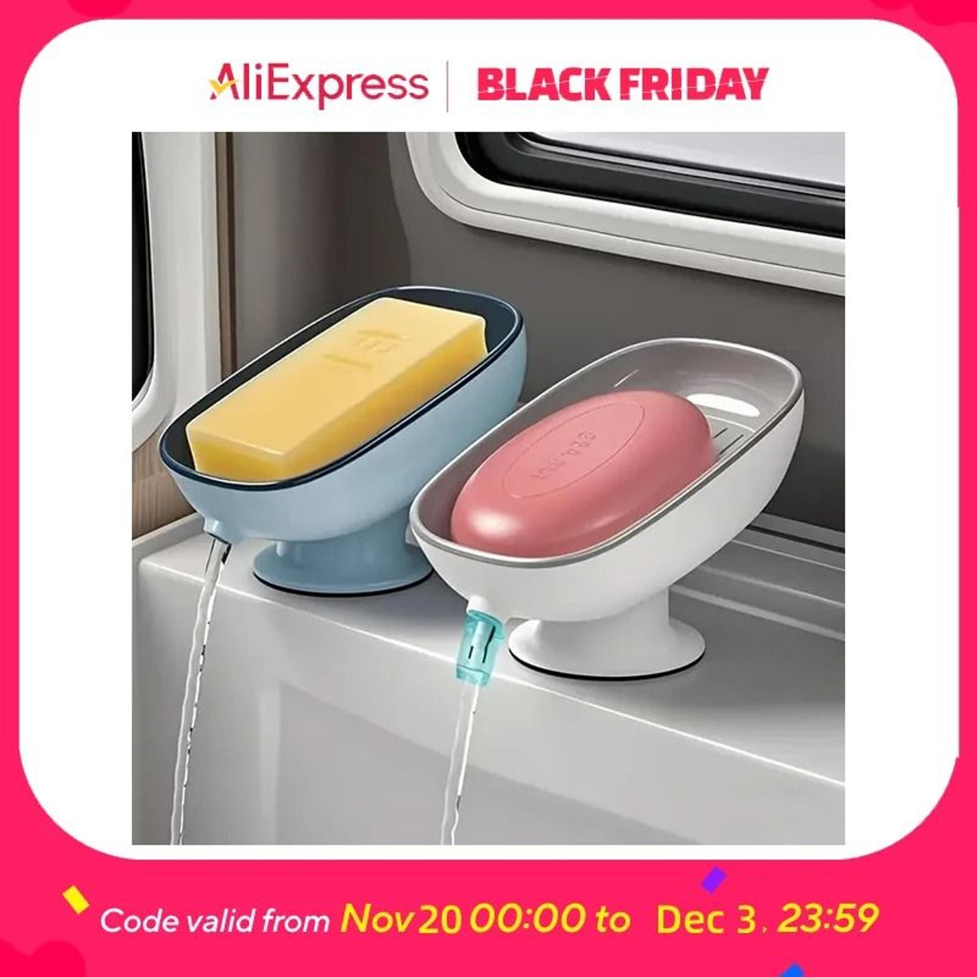 double-layer soap storage box with drainage tray for bathroom & kitchen organization
