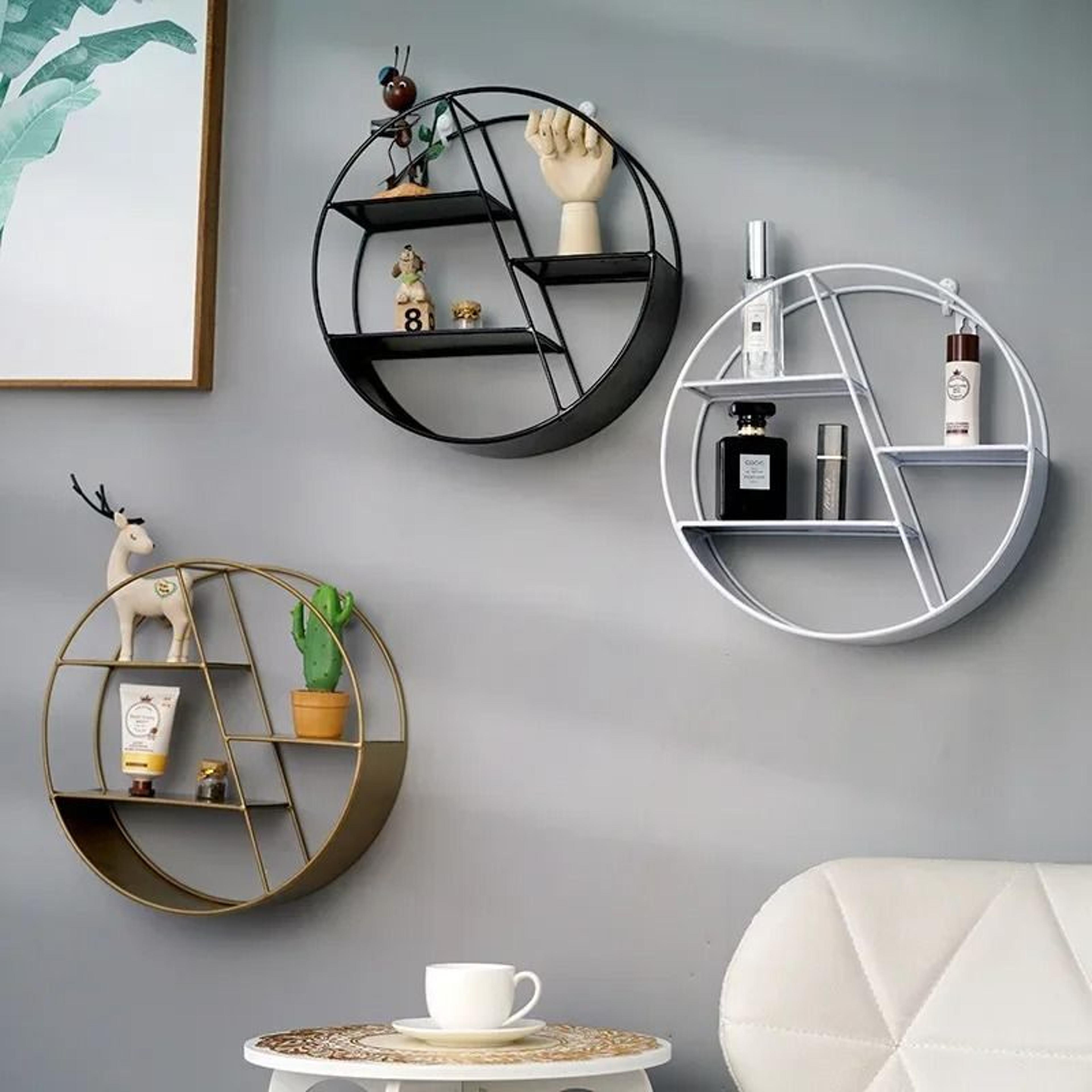 nordic circular wall mounted floating shelf for plants, decor & home organization