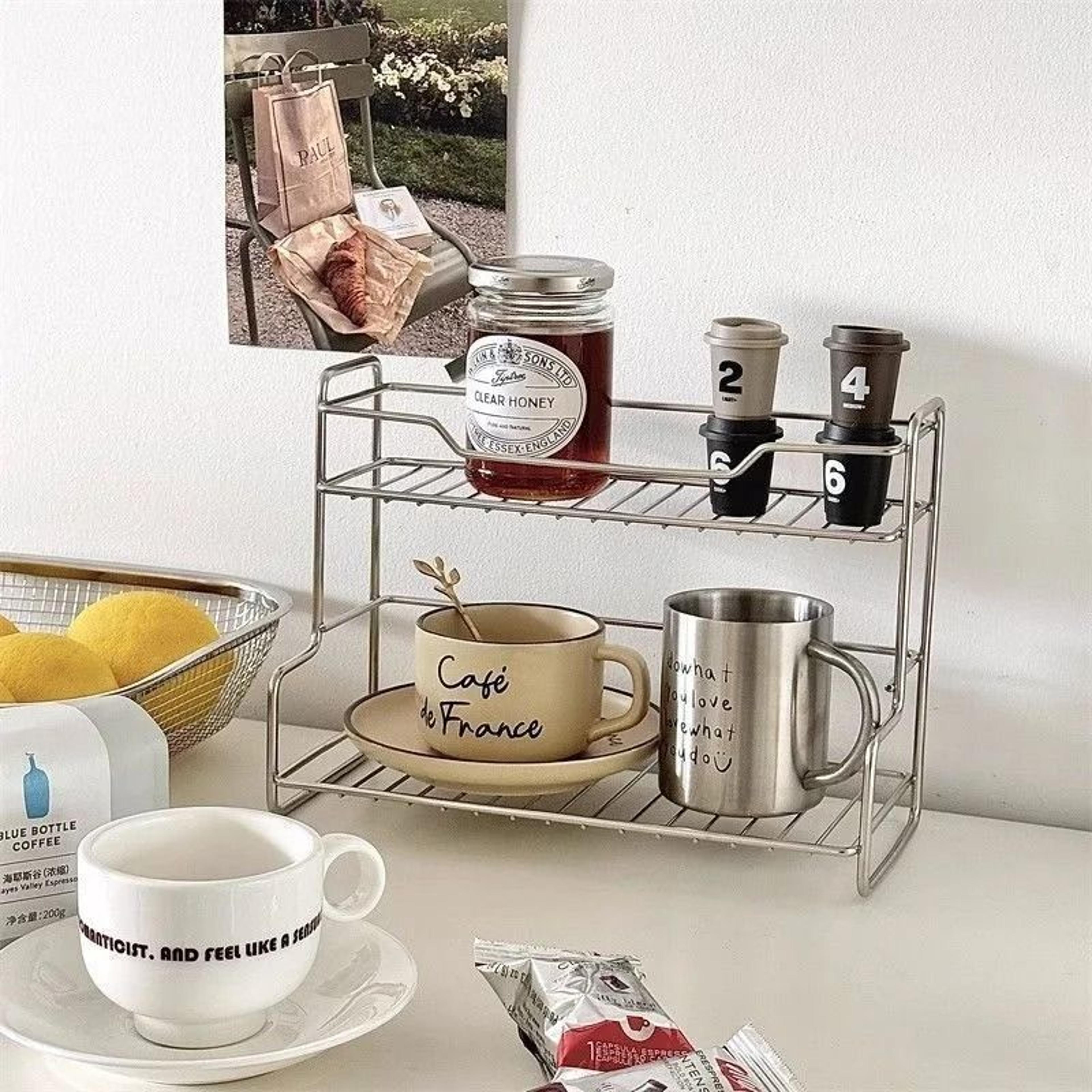 stainless steel countertop spice rack organizer multi-purpose kitchen & bathroom storage shelf