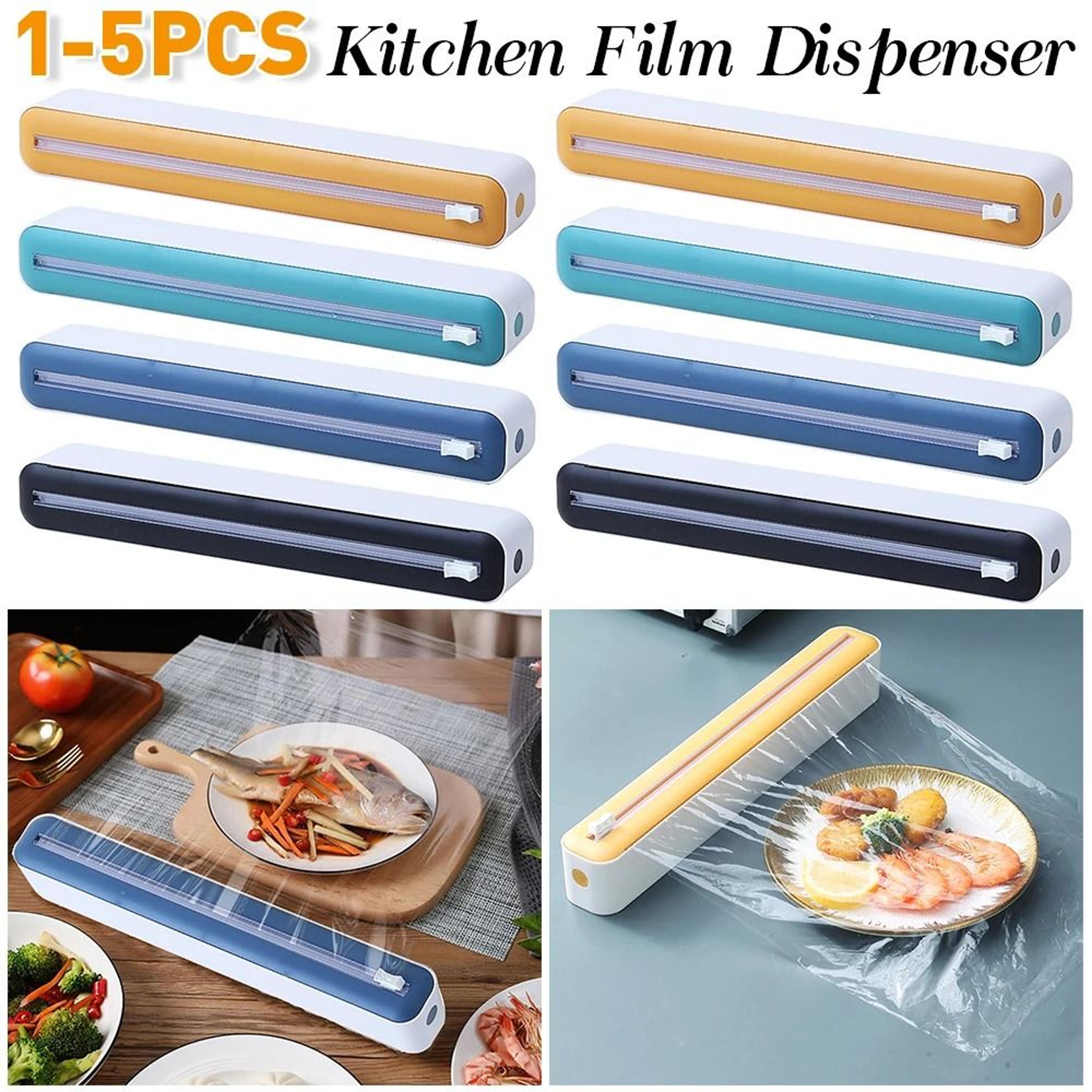 refillable food wrap dispenser with slide cutter for plastic wrap, foil & baking paper