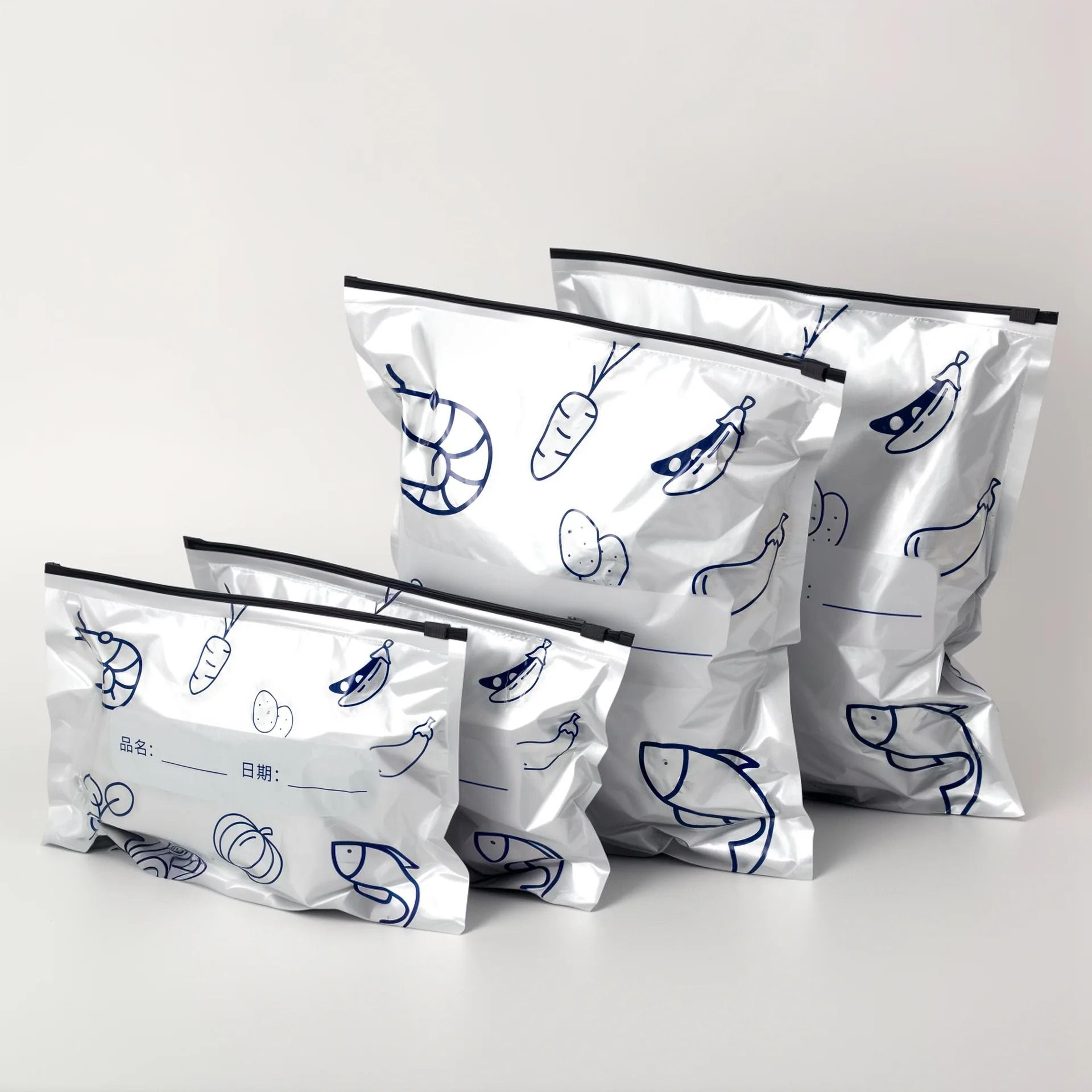aluminum foil self-sealing freezer bags food grade antibacterial zipper storage pouches 10/30 pack