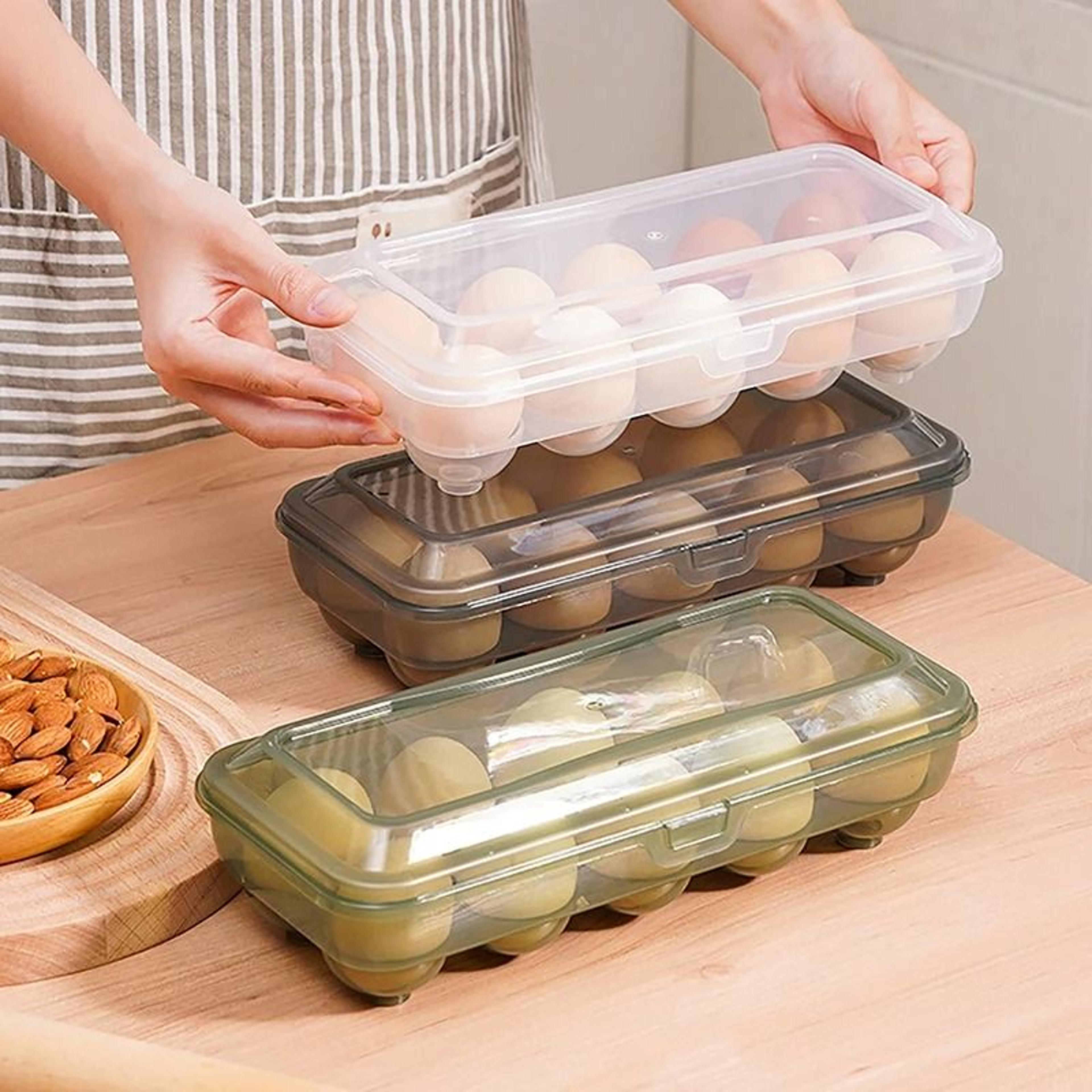 transparent egg storage container with 10/15 grid compartments fresh-keeping refrigerator organizer