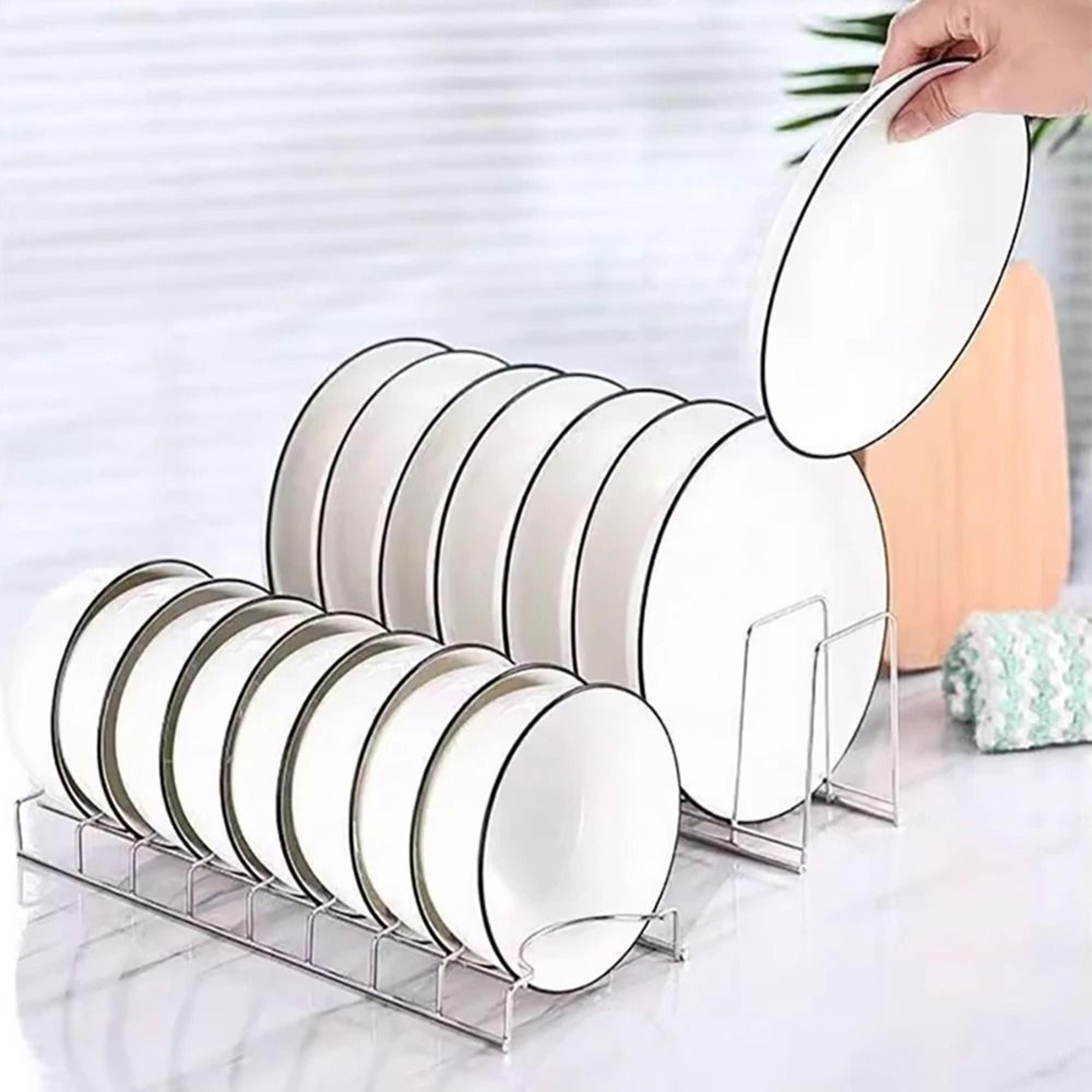 stainless steel dish draining rack space saving plate & bowl organizer