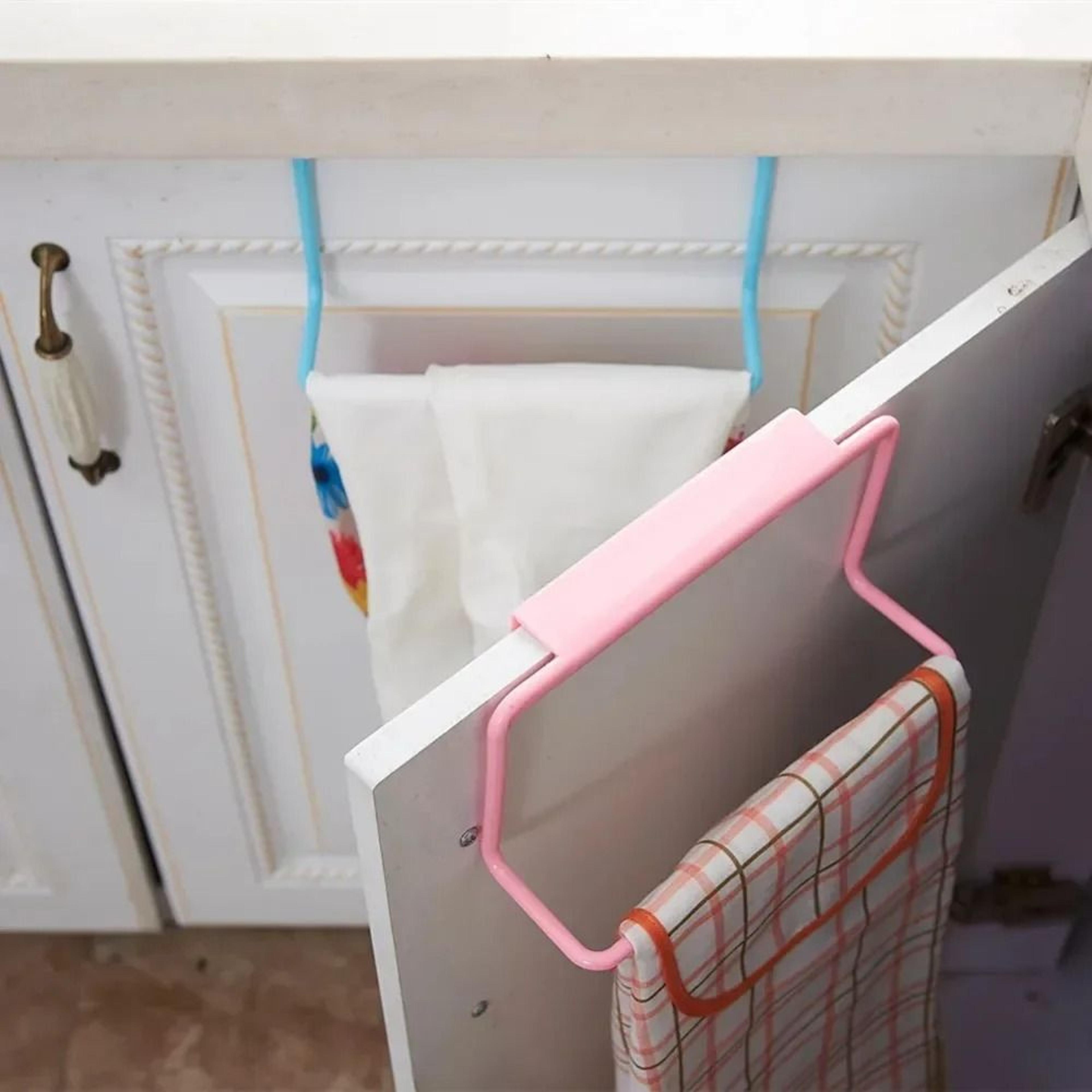 over cabinet hanging towel rack organizer for kitchen & bathroom storage