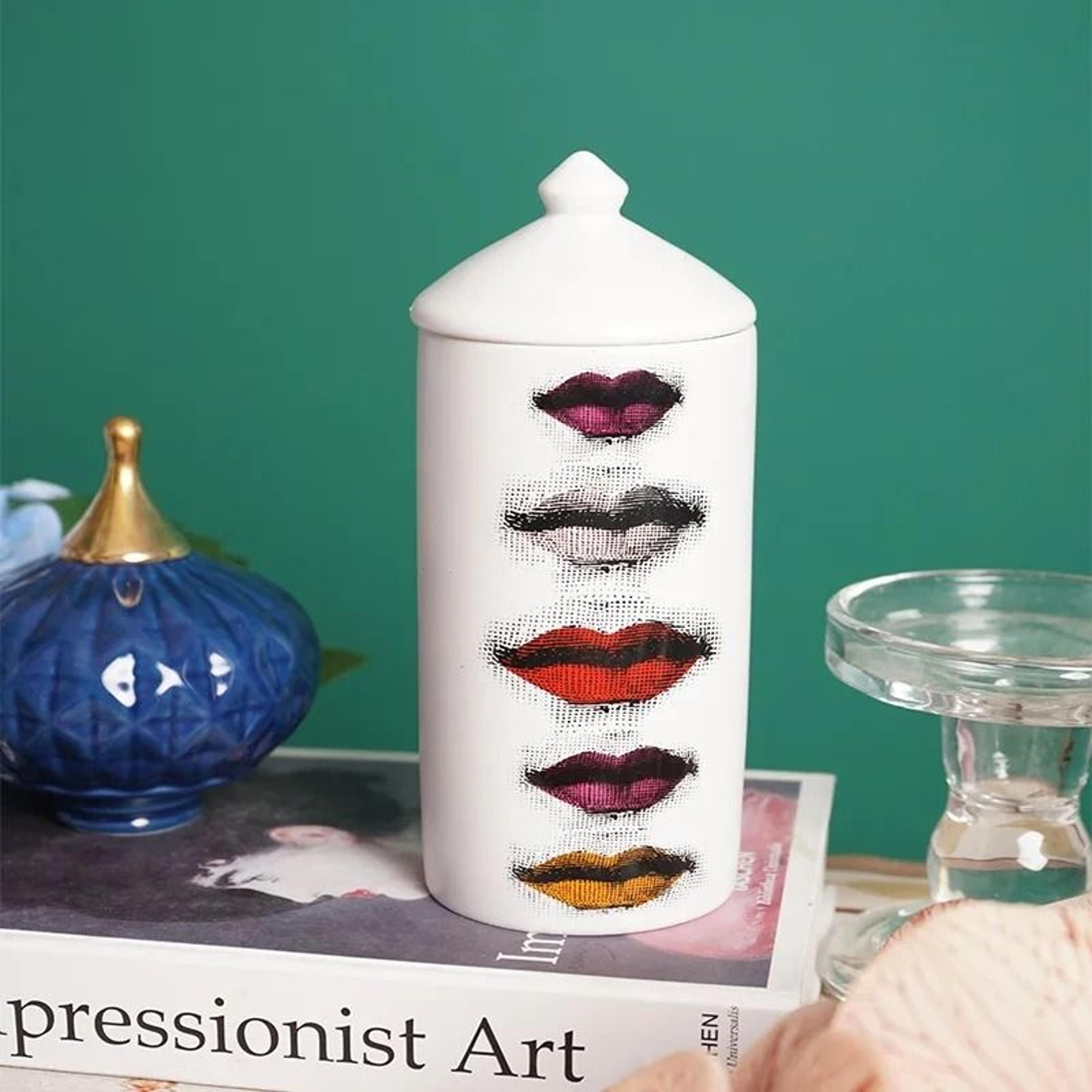 modern ceramic storage jar with lid for jewelry, cotton swabs, candles & vanity organization