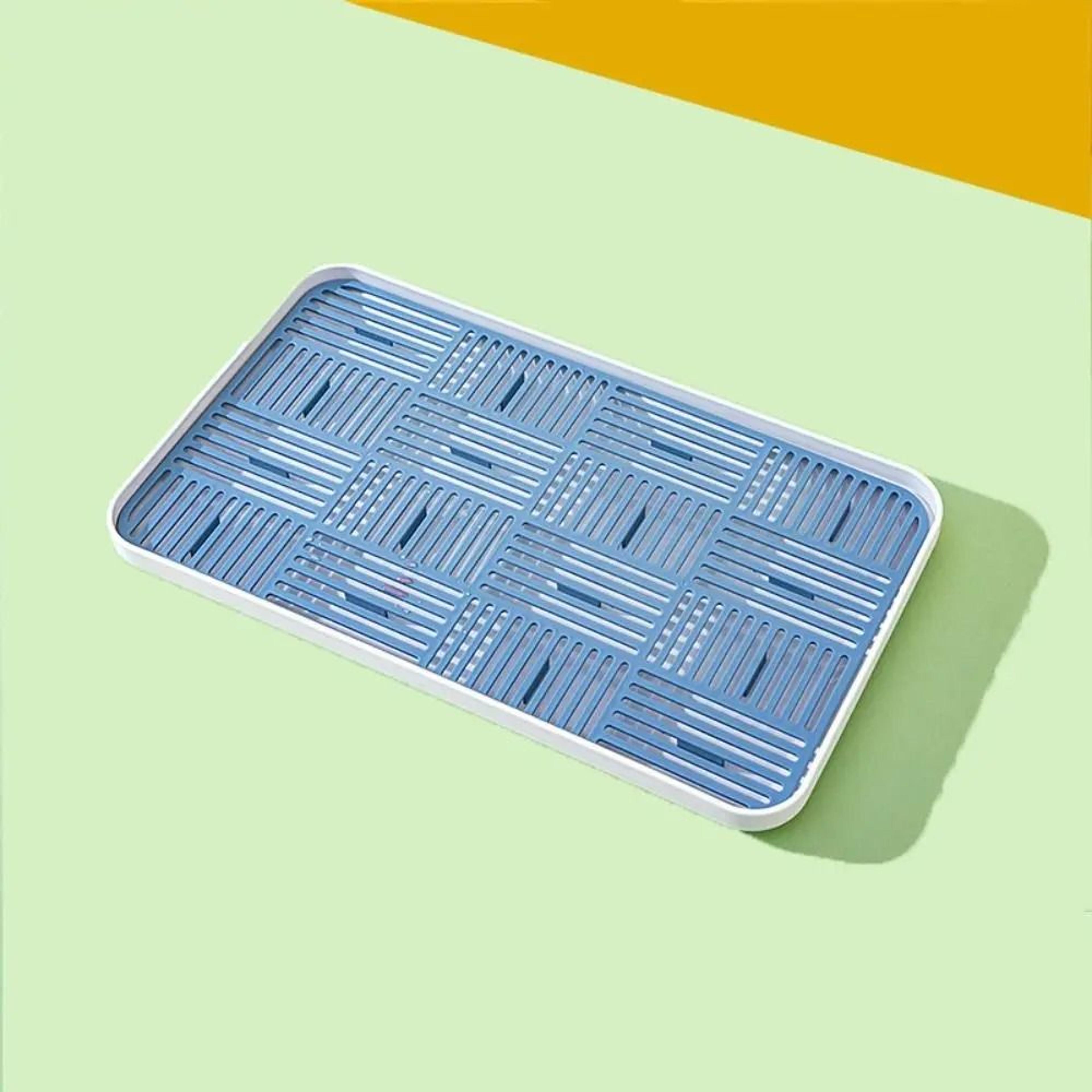 double layer dish drainer tray with detachable drain grid for kitchen counter organization