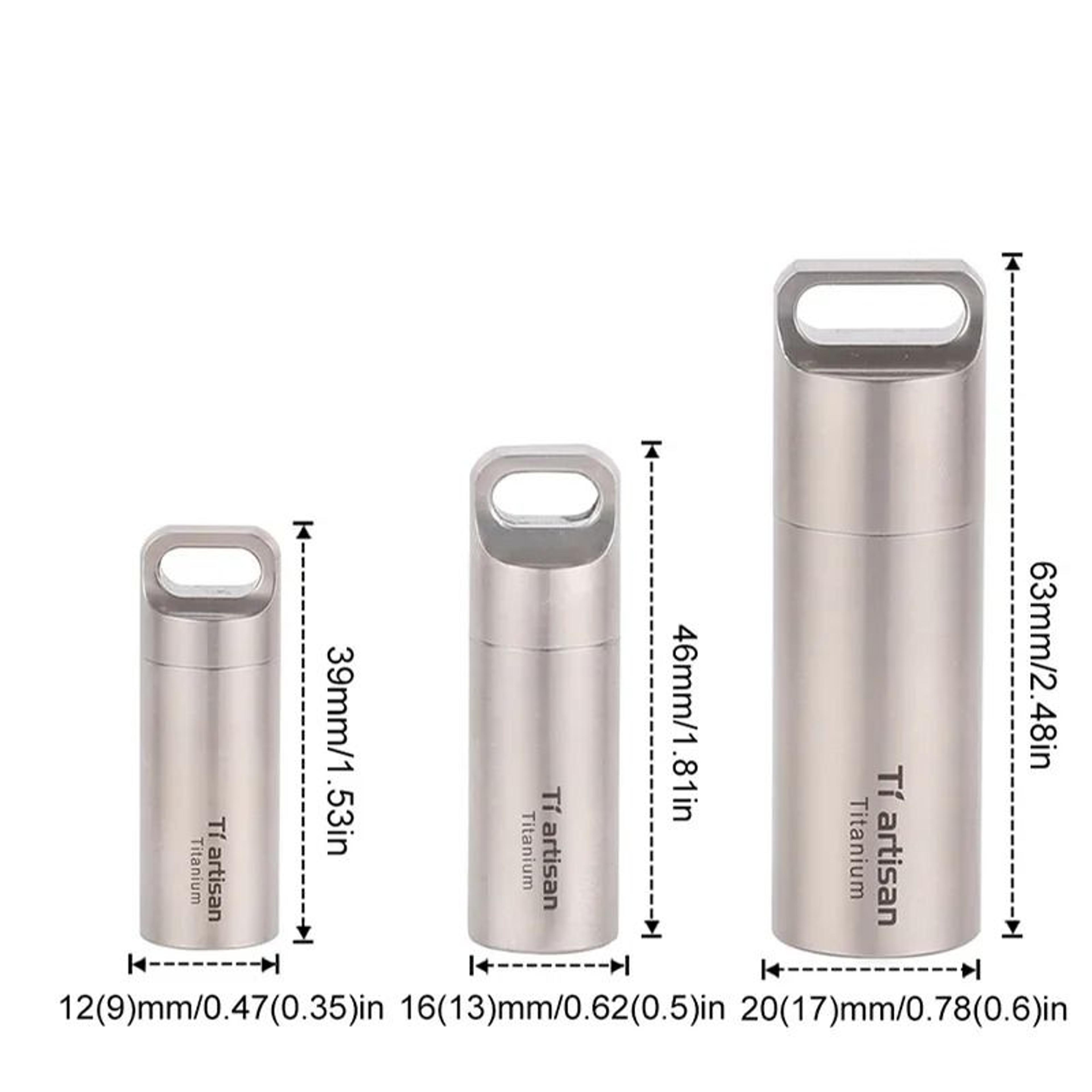 pure titanium waterproof pill case keychain – portable edc medicine capsule holder