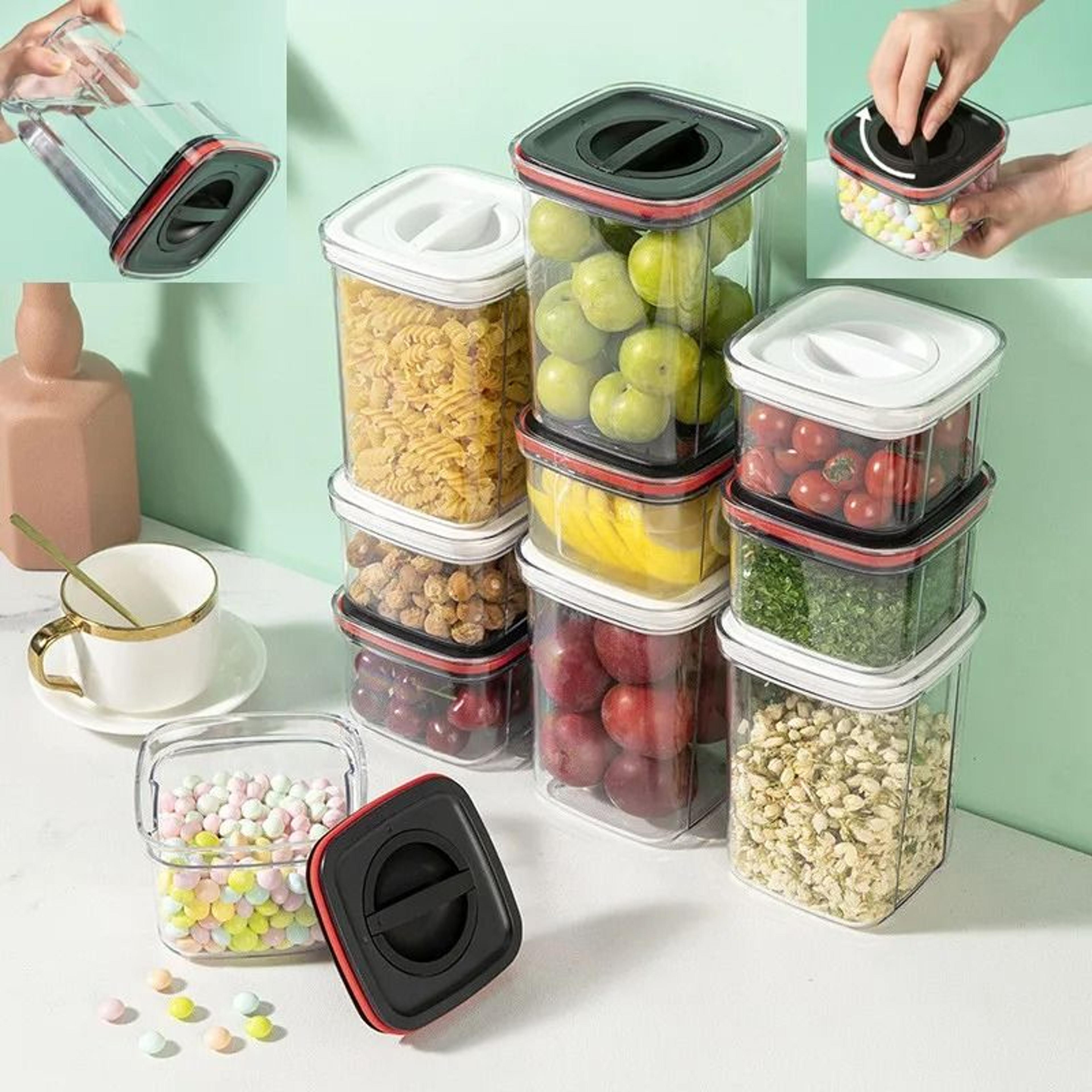 rotating lid airtight food storage jar set – stackable transparent pantry organizer containers