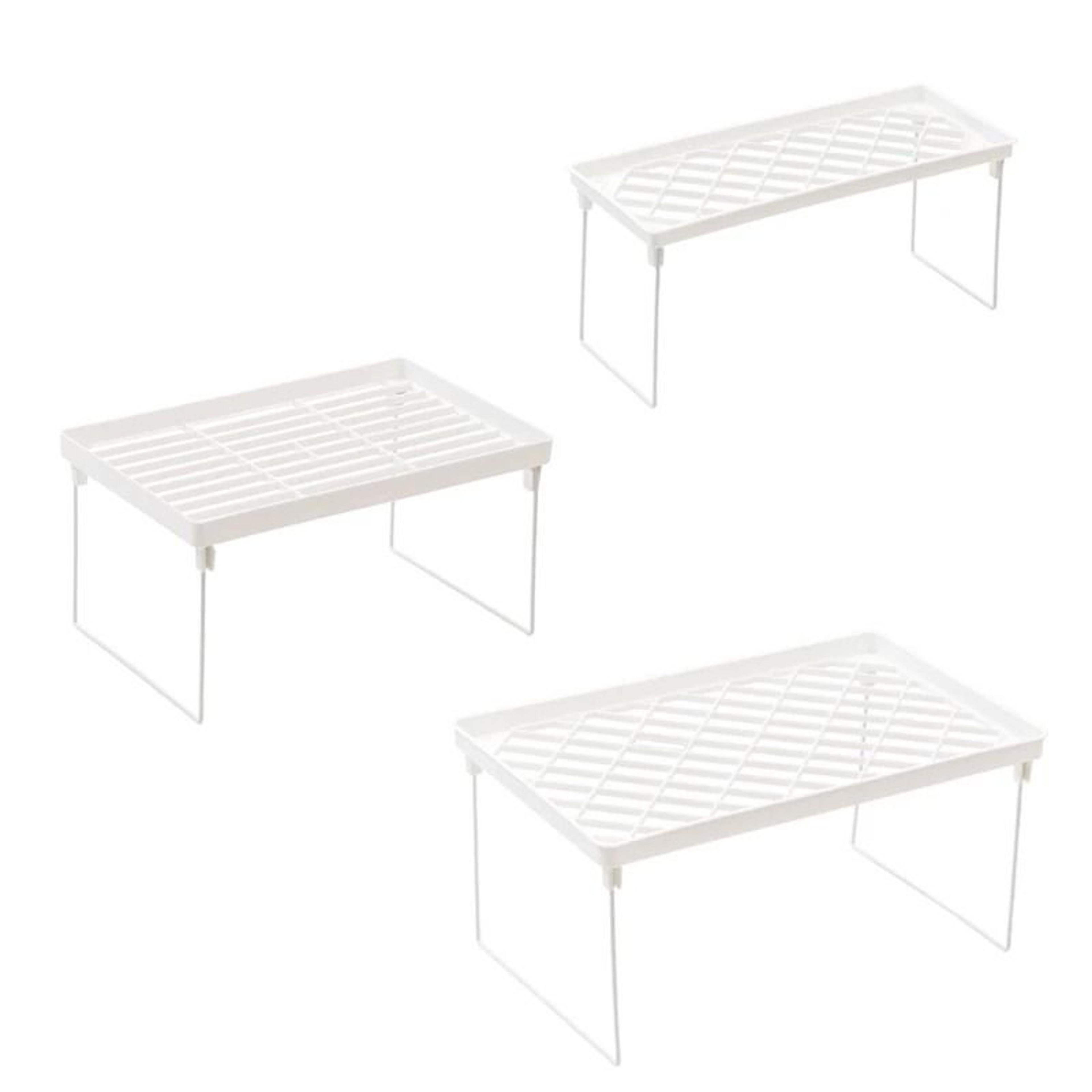 multi-purpose stackable organizer shelf for pantry, kitchen, bathroom & office storage