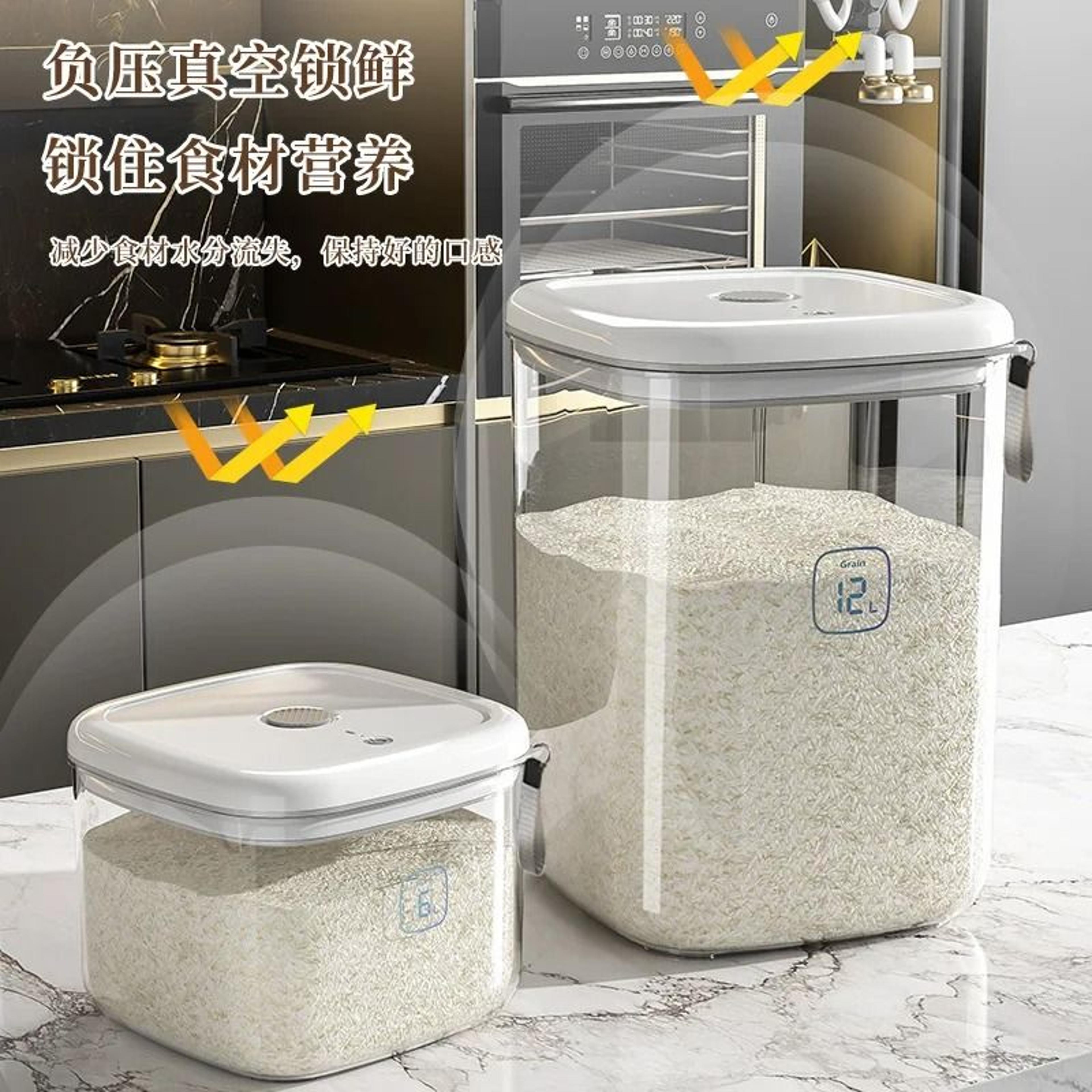large capacity airtight rice storage bucket – moisture-proof grain container with smart dispensing lid