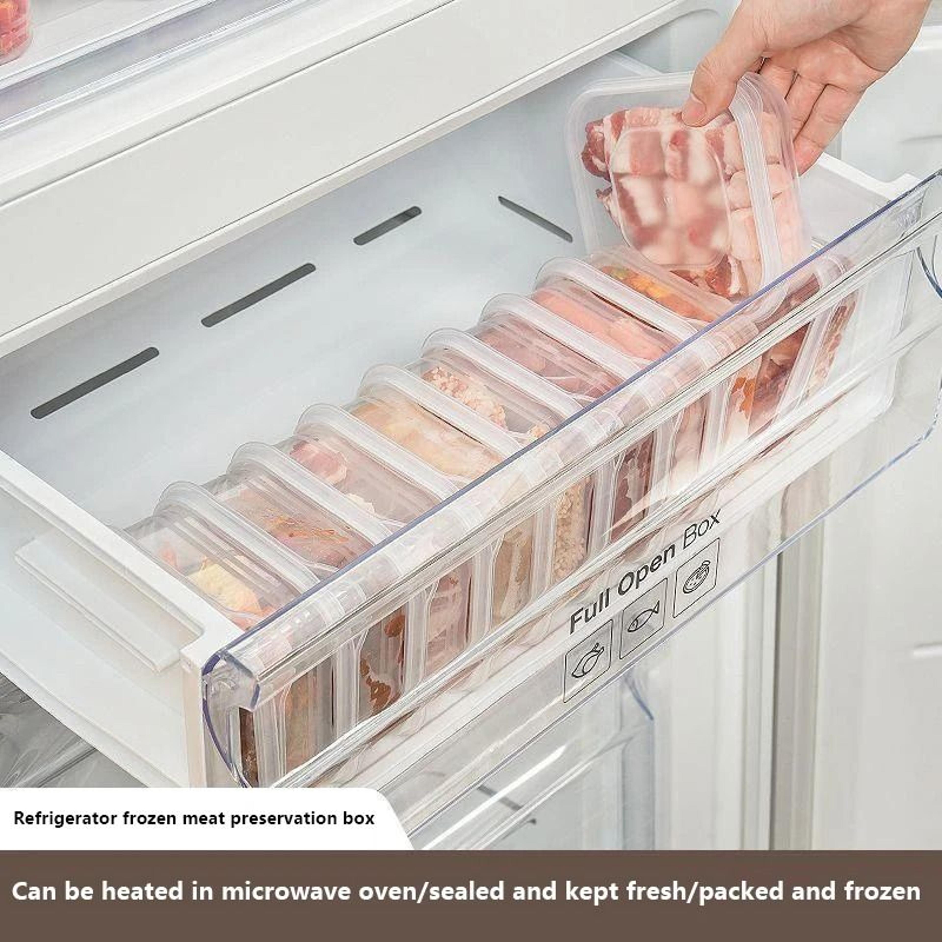 food grade freezer storage containers with sealed lids, refrigerator storage boxes for meat, meal prep and fresh food