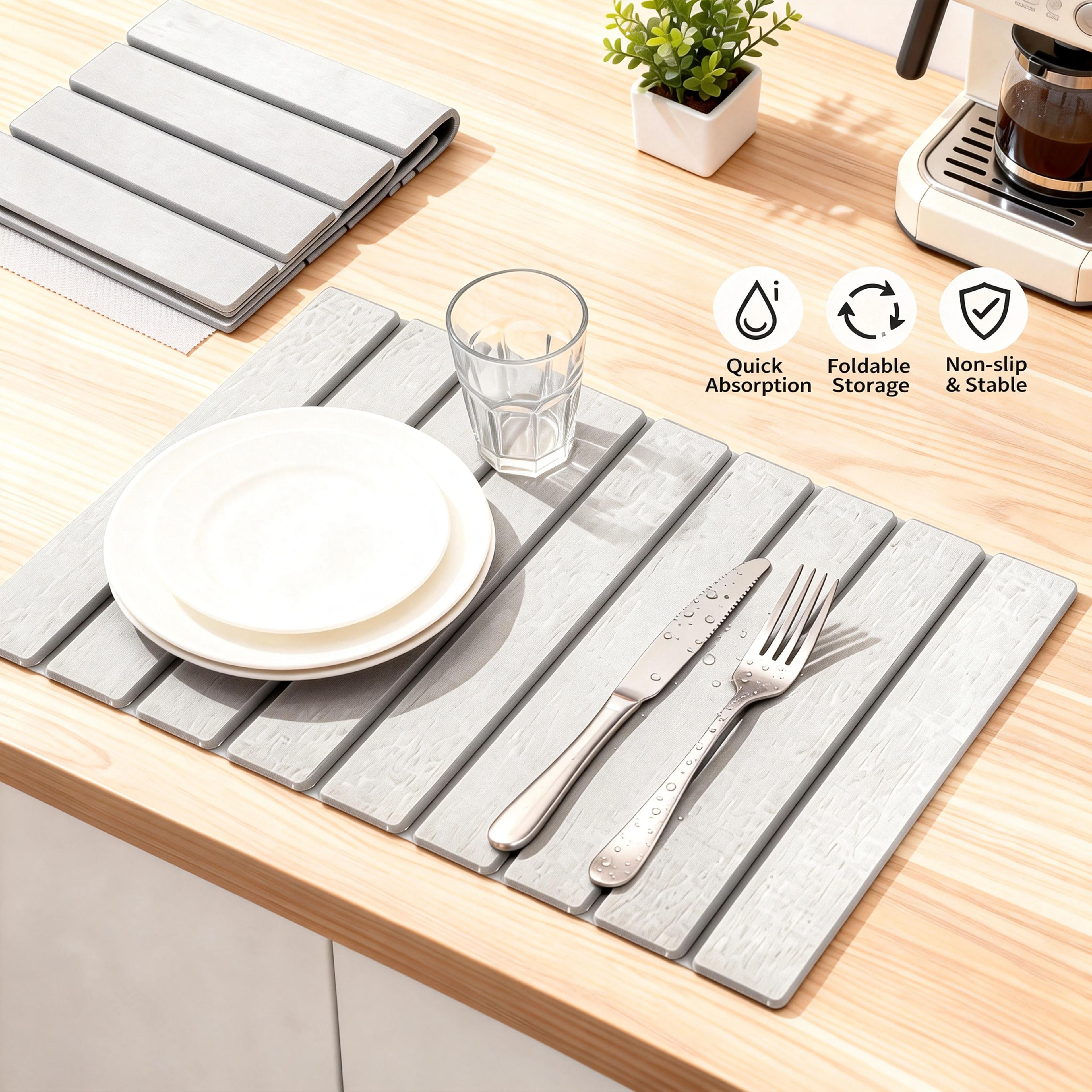 foldable stone dish drying mat quick dry kitchen counter drying pad
