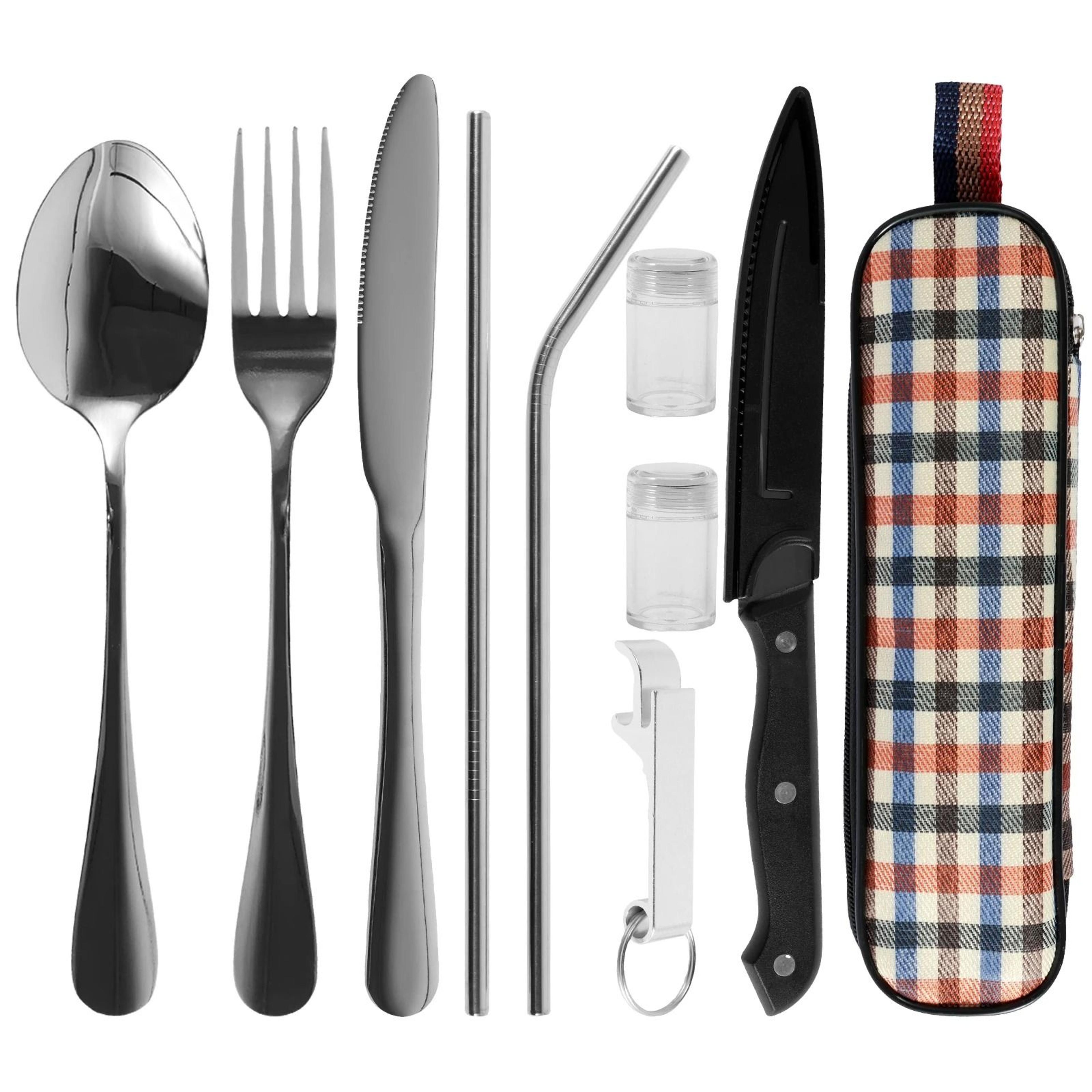 portable stainless travel cutlery set