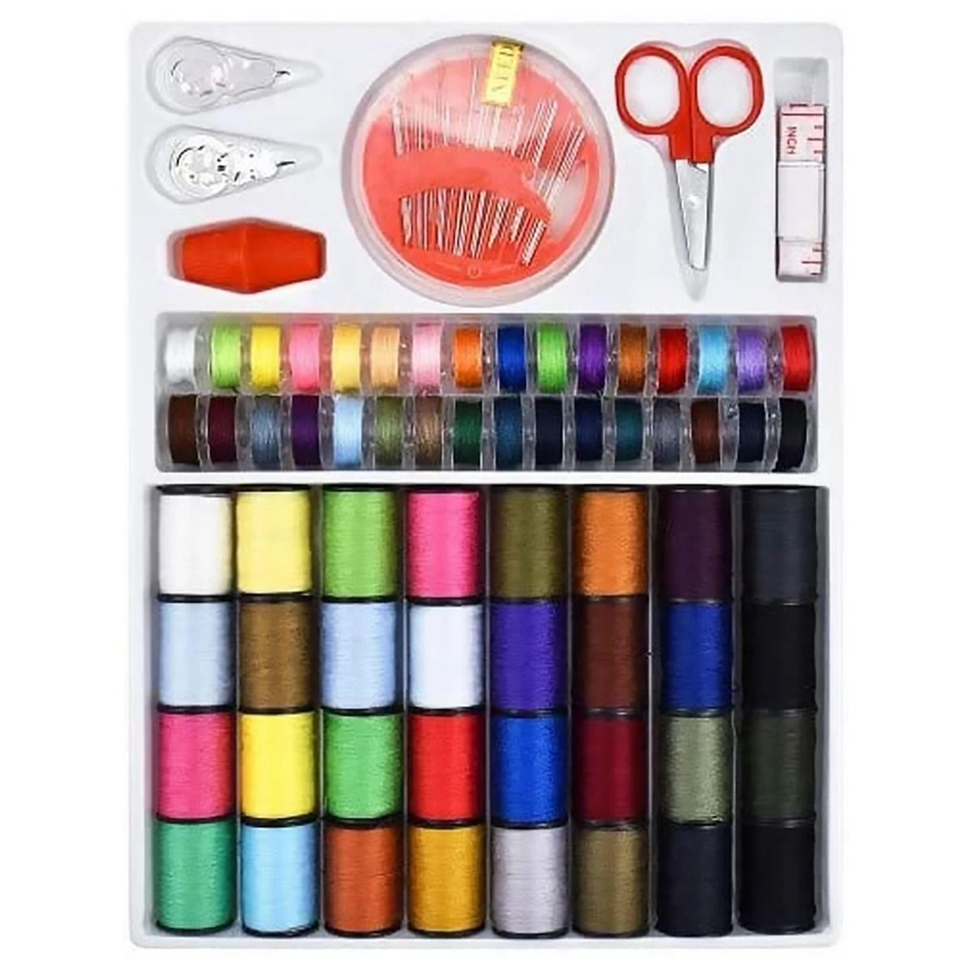 60-piece assorted polyester sewing thread & bobbin kit – reusable spools for hand & machine sewing