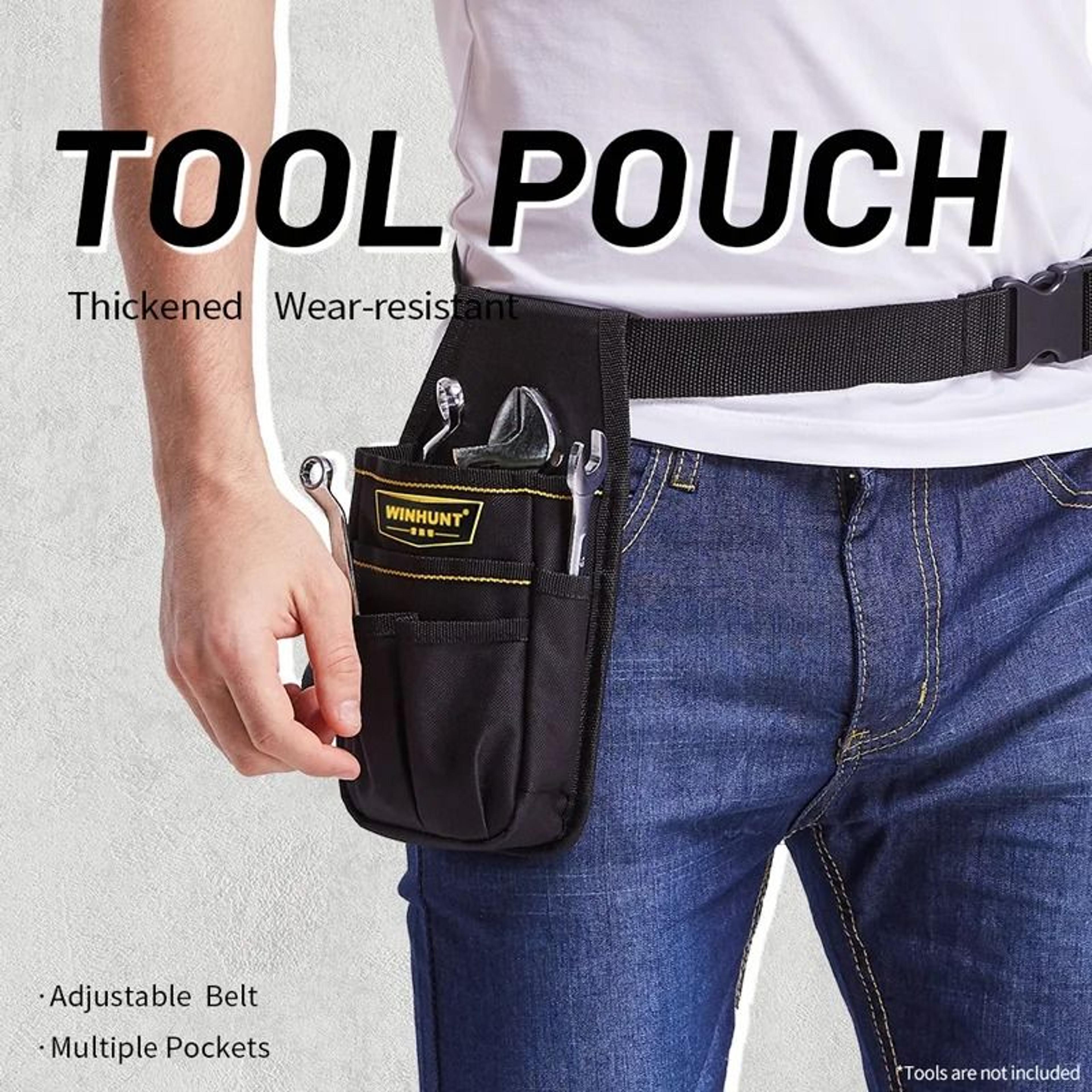 compact utility tool pouch with belt clip for jobsite essentials