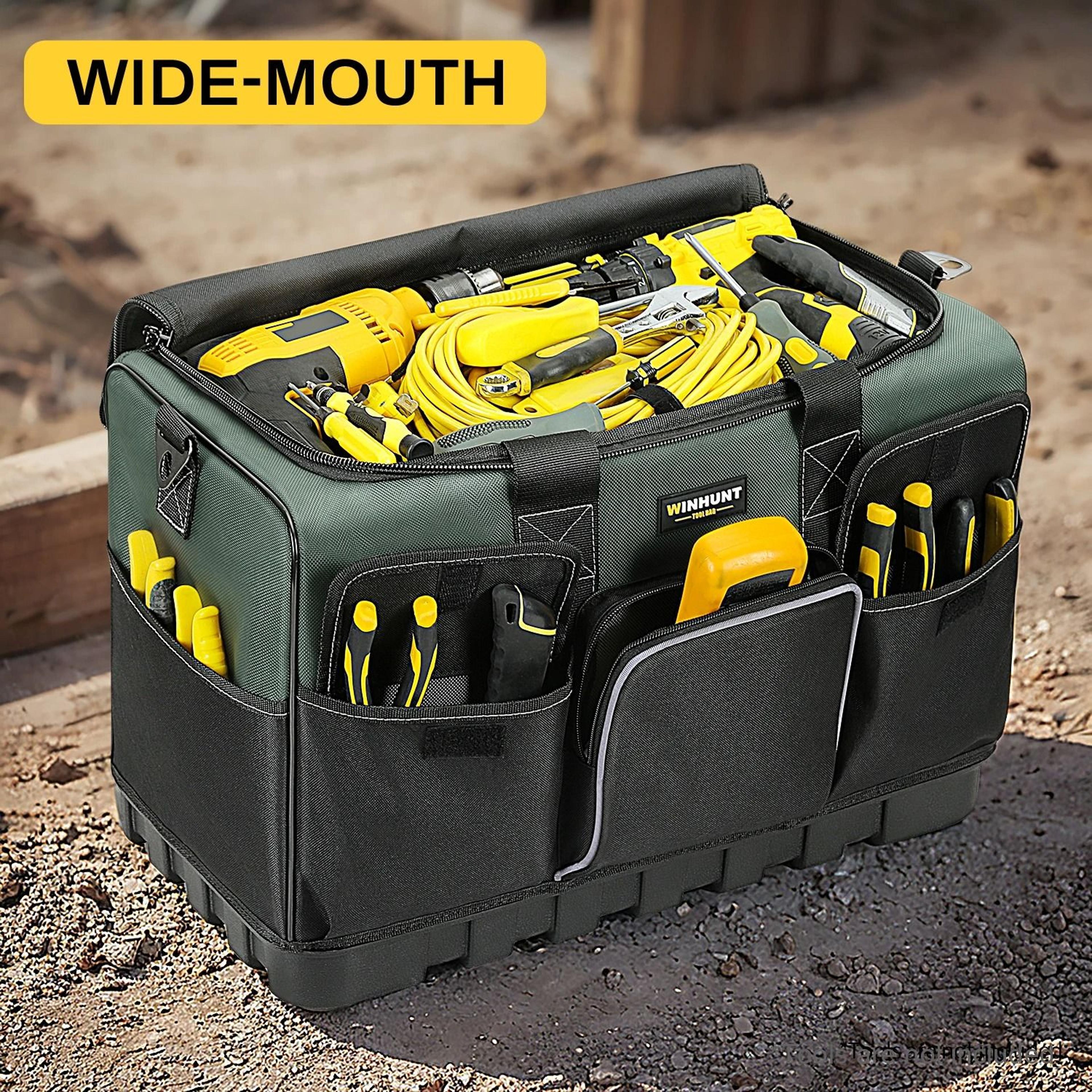 16 pocket heavy duty tool bag with hard bottom
