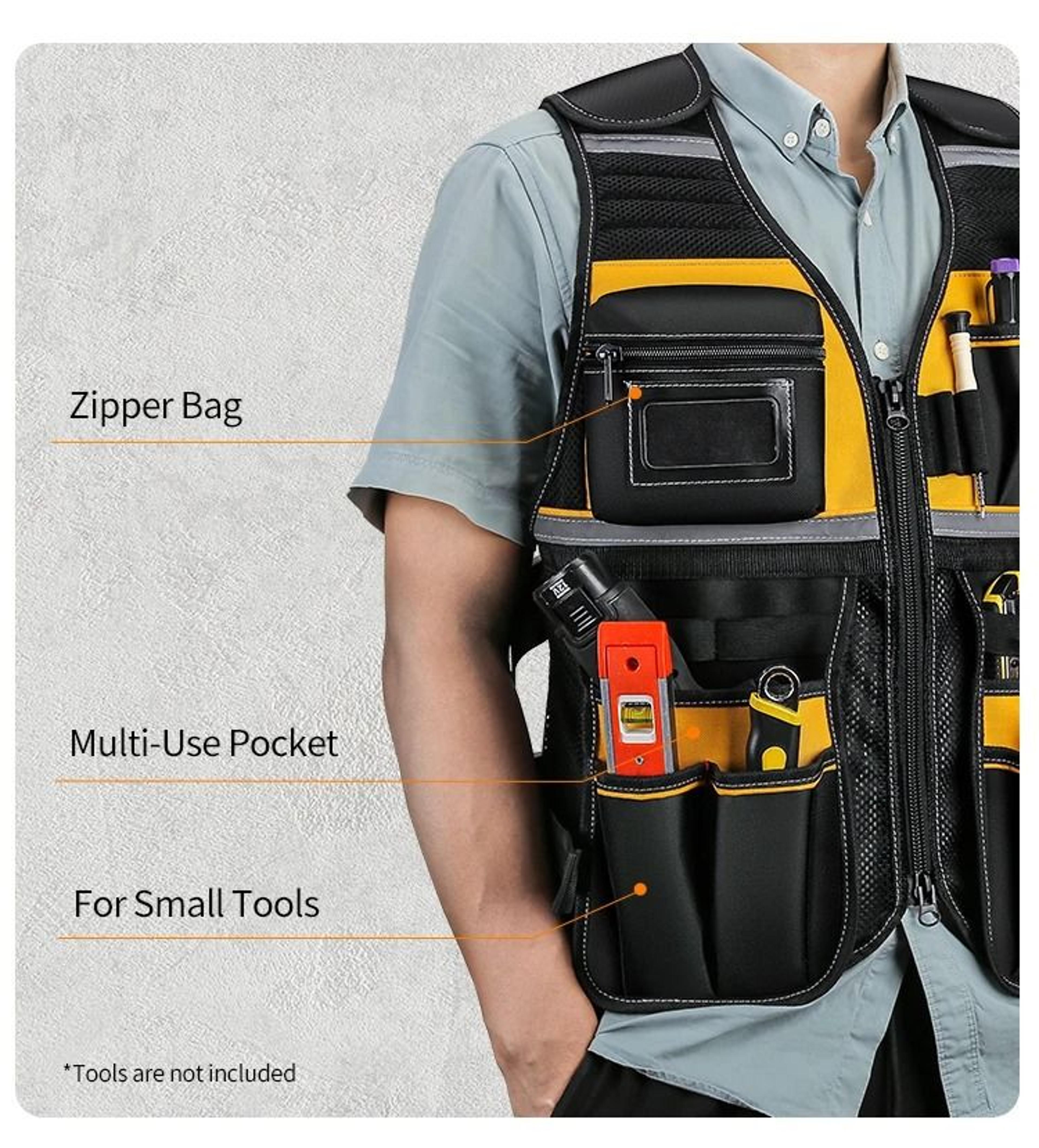 adjustable tool vest bag with multi pocket storage
