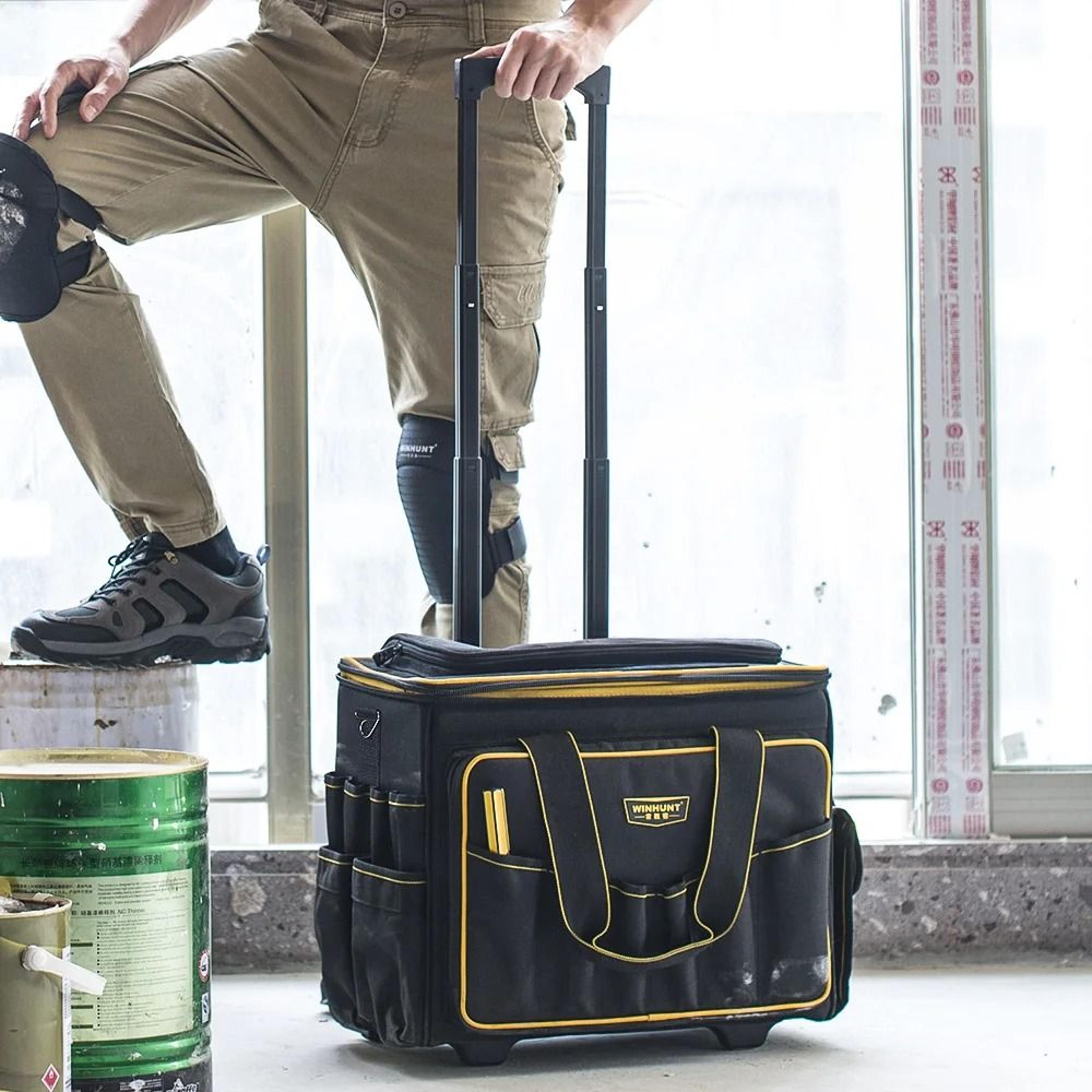 heavy duty rolling tool bag with telescoping handle and wheels