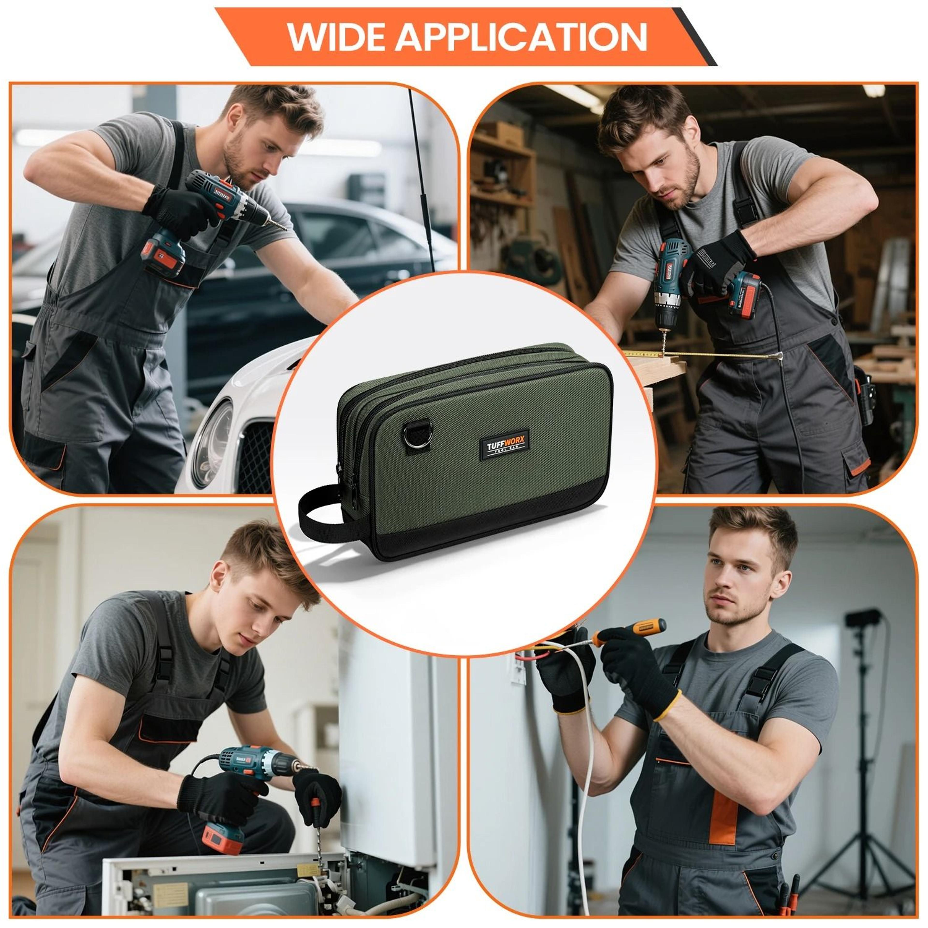 dual compartment tool bag storage pouch