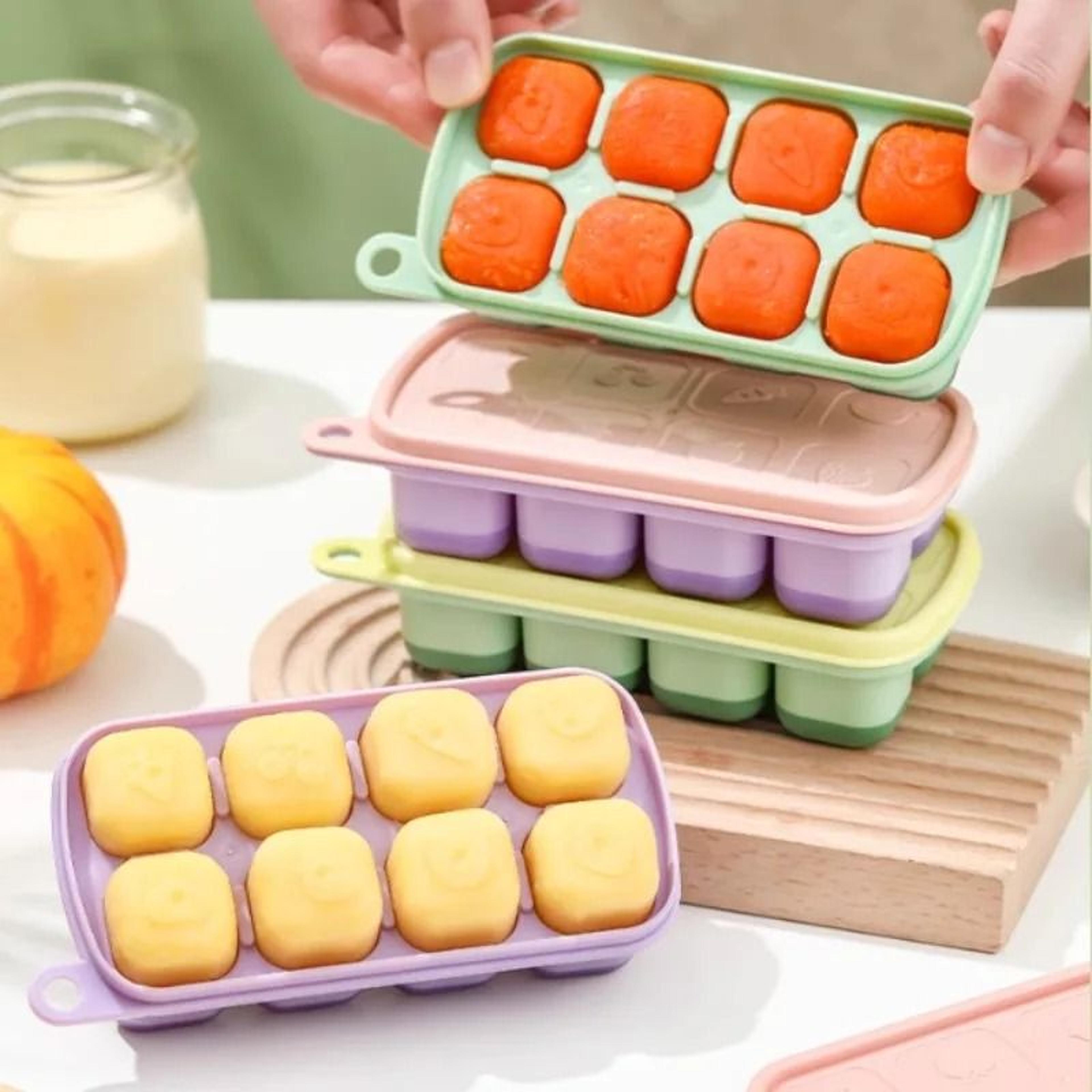 silicone ice cube trays with lids for freezer storage