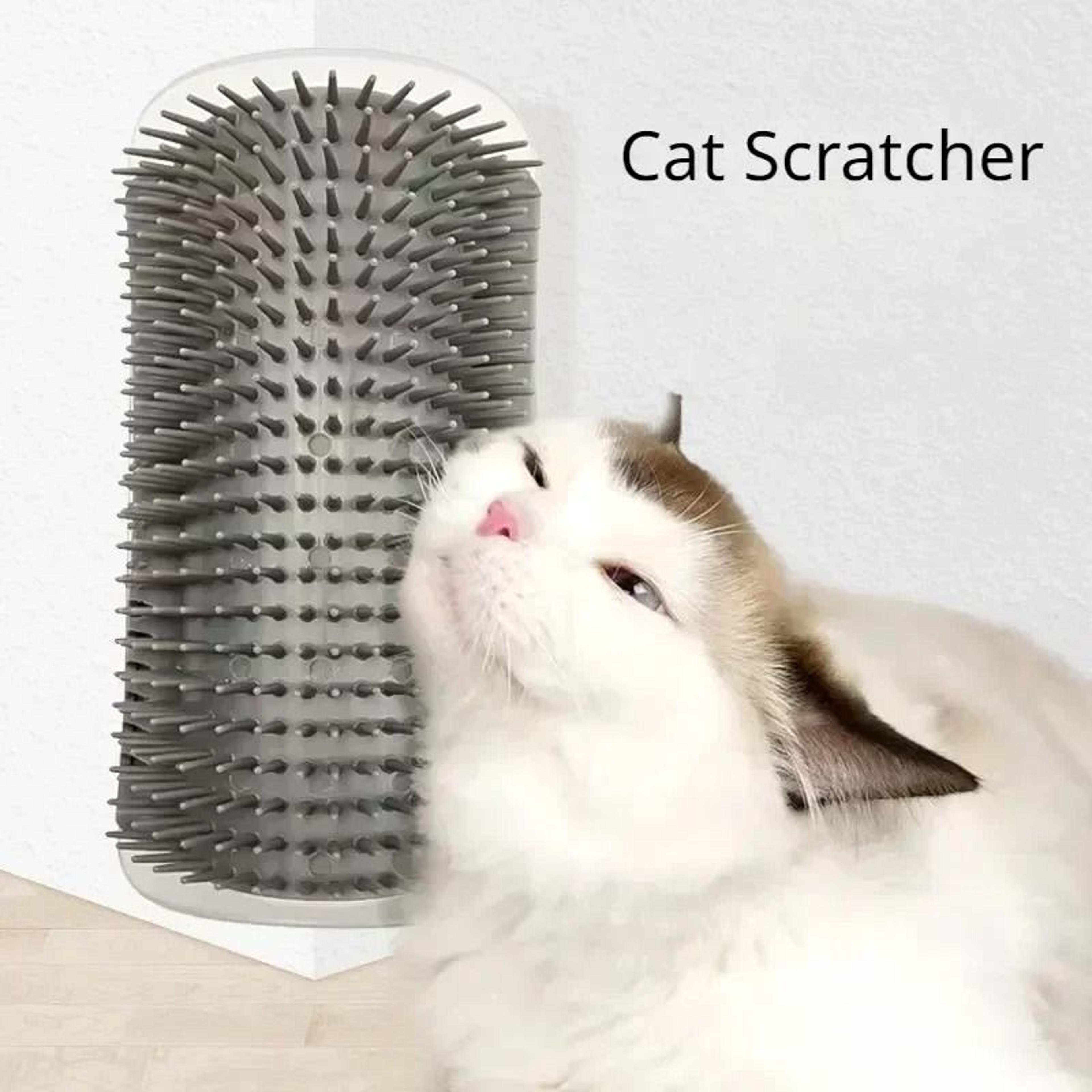 cat corner grooming brush self cleaning scratcher massager